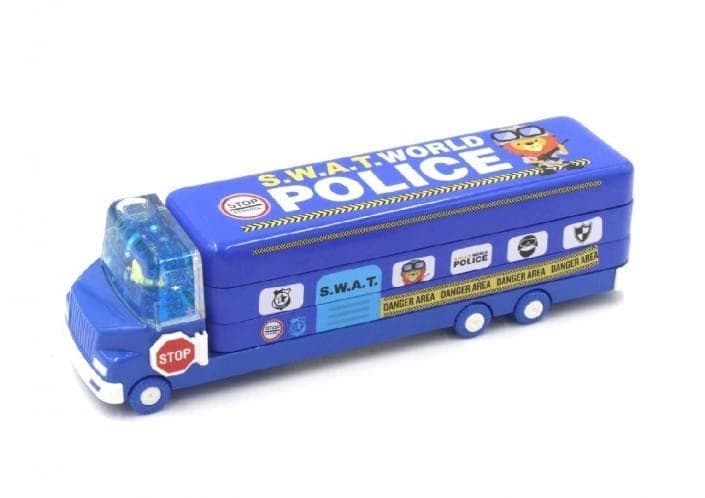 Double Decker Magic Truck Compass Multi Level Metal Truck Compass Pencil Case with Movable Wheels & Sharpener (Mix Design) thumbnail 8