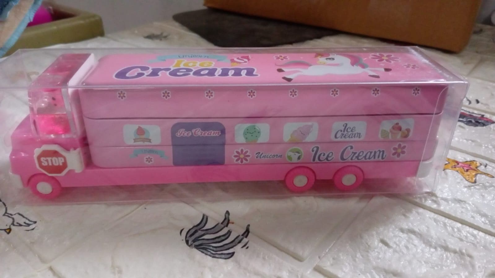 Double Decker Magic Truck Compass Multi Level Metal Truck Compass Pencil Case with Movable Wheels & Sharpener (Mix Design) thumbnail 9