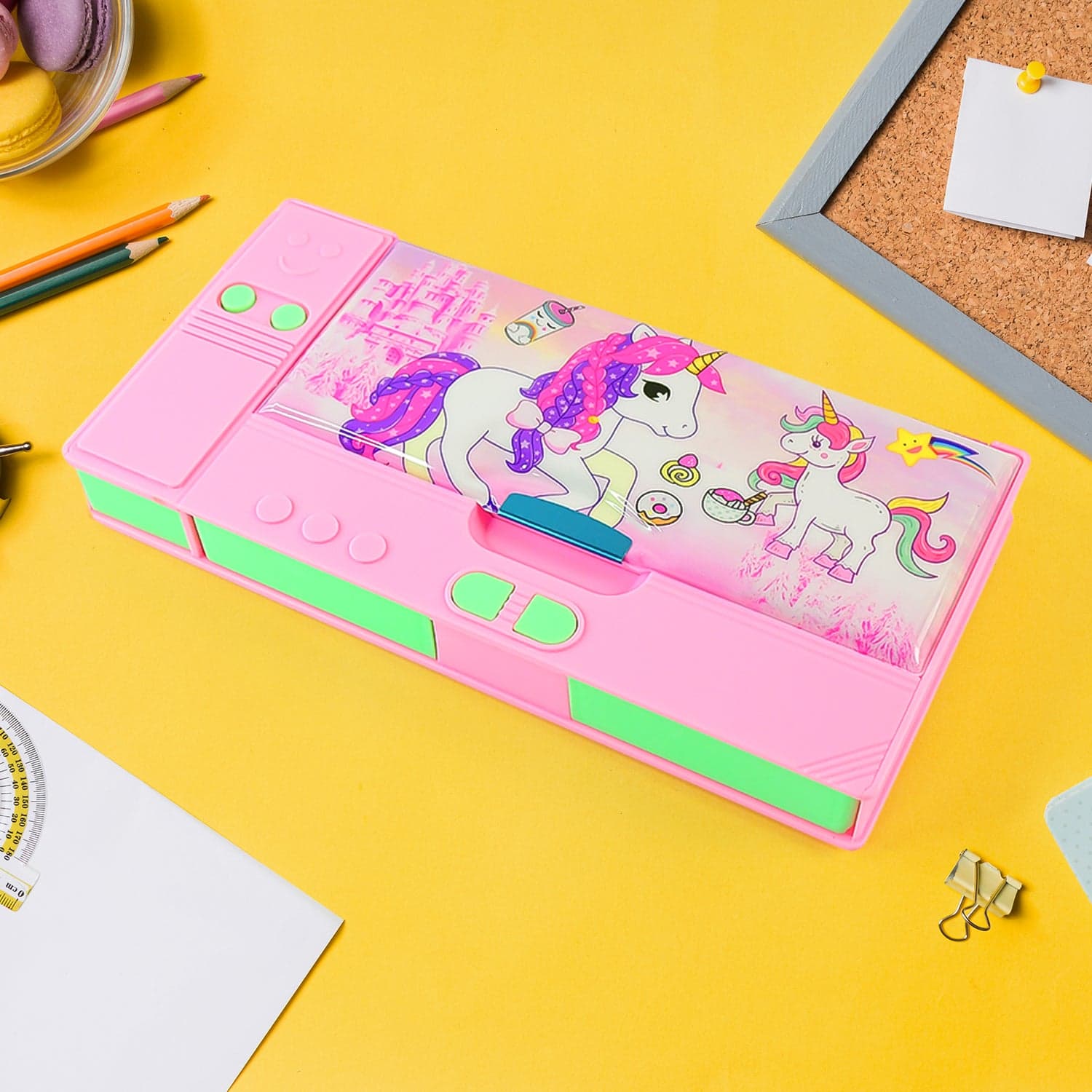 Multi Purpose Gadget Jumbo Pencil Box Compass Jumbo 2 Side Slot Geometry Box Compass Use School  thumbnail 3