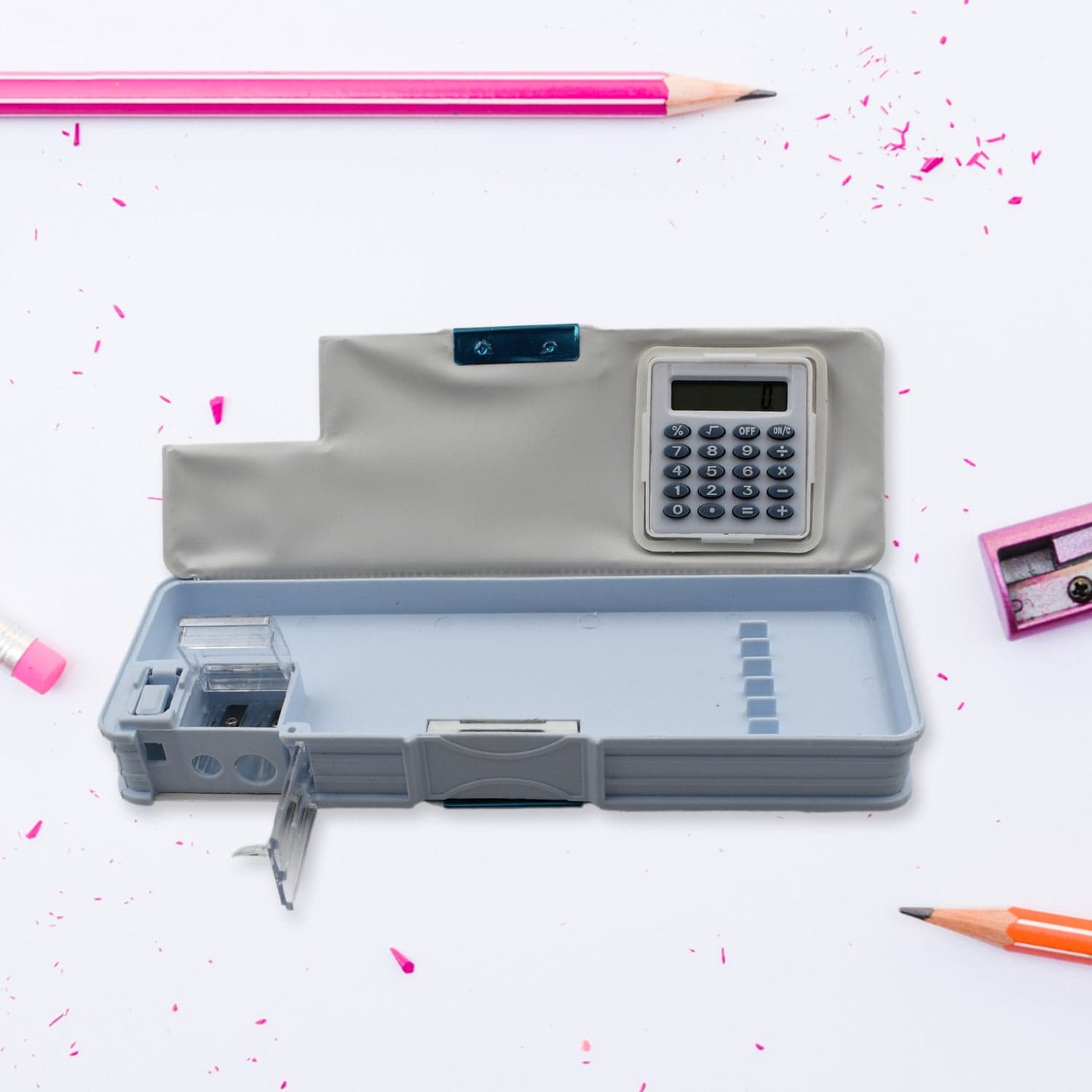 Double Sided Magnetic Geometry Box, Pencil Box With Calculator And Sharpener For Boys Art Plastic Pencil Box For Girls And Boys thumbnail 7