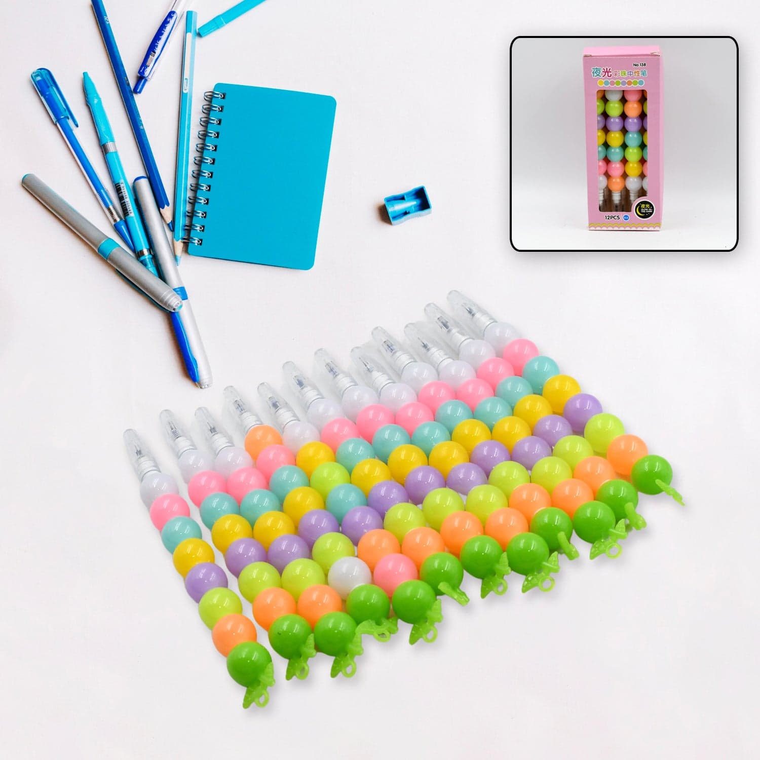 Stylish Pearls Pen Set of Fancy Multicolor Non-Sharpening Moti Gel Pens for Kids (12 Pc Set) thumbnail 5