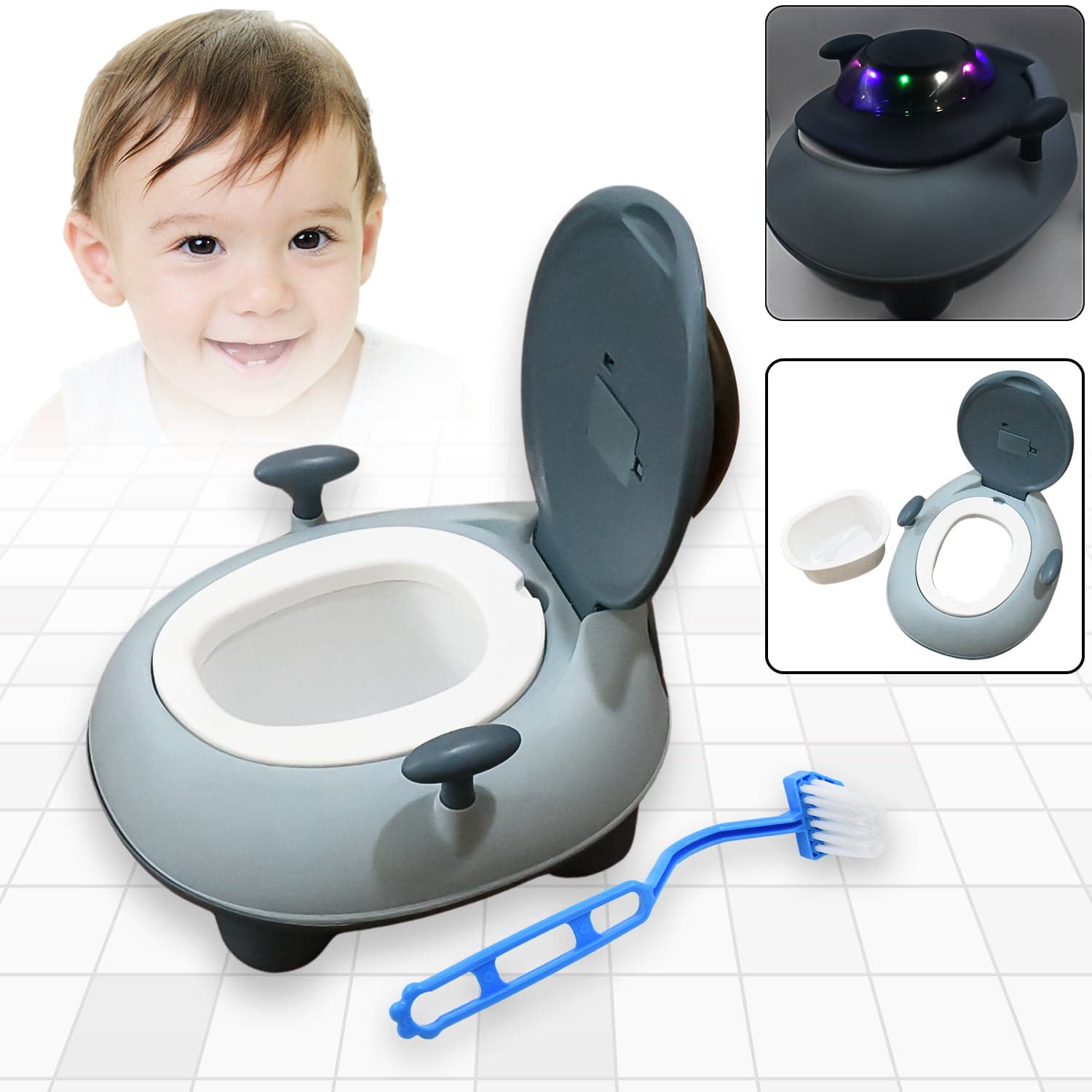 Baby Portable Lighting & Music Toilet, Baby Potty Training Seat Baby Potty Chair For Toddler Boys Girls Potty Seat For 1+ Year Child thumbnail 1