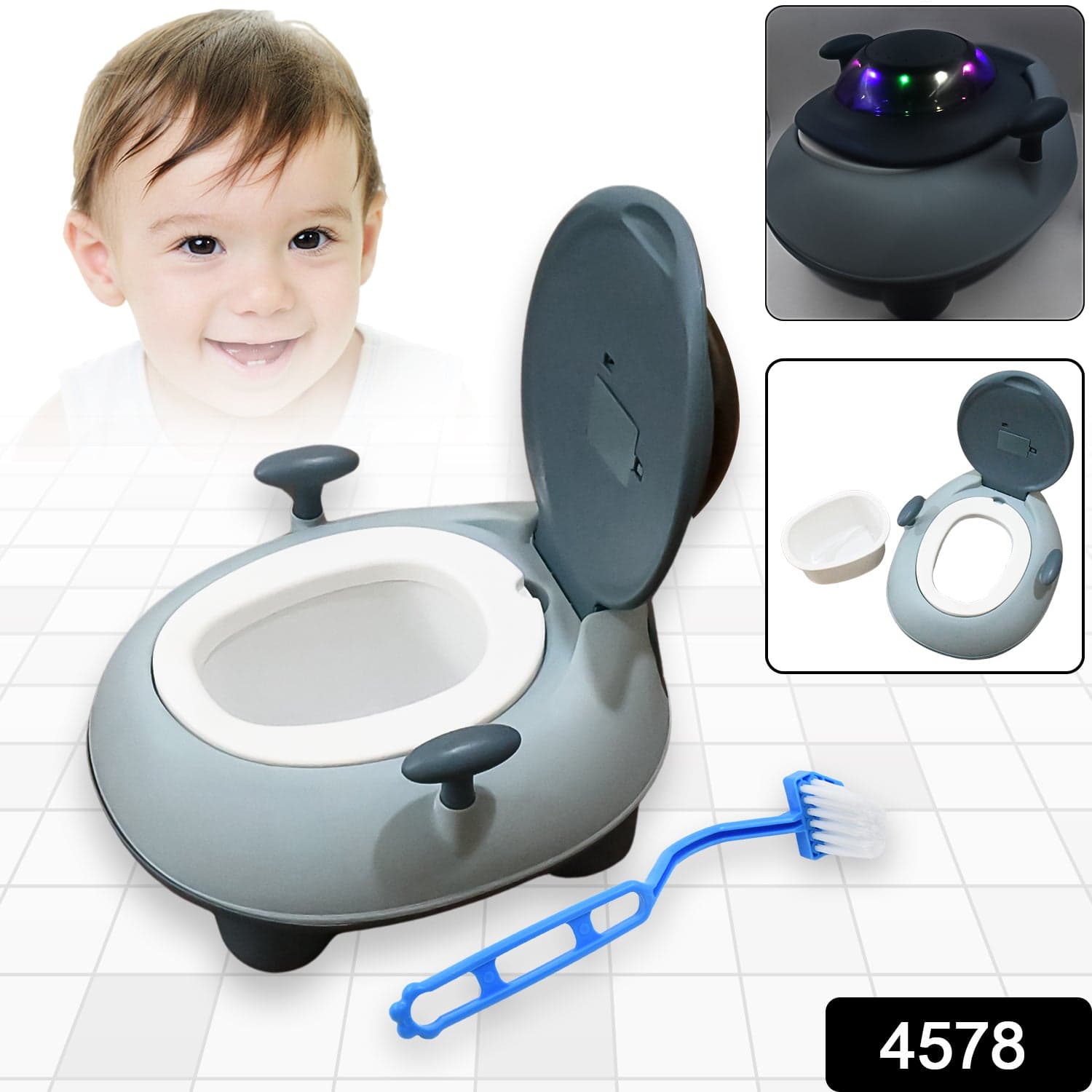 Baby Portable Lighting & Music Toilet, Baby Potty Training Seat Baby Potty Chair For Toddler Boys Girls Potty Seat For 1+ Year Child thumbnail 2