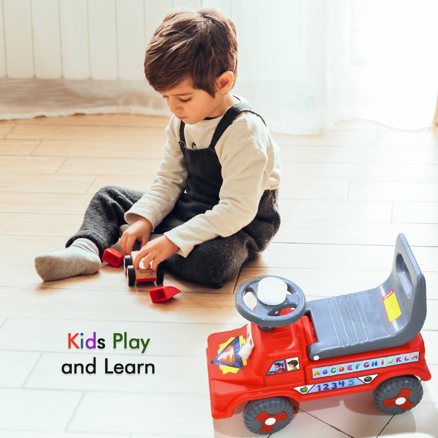 Kids Baby Ride-On Push Car with Musical Horn & Backrest of Perfect Toy for Toddlers thumbnail 6