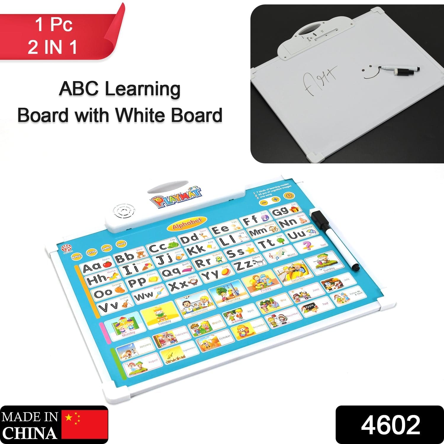 Learning Board 2in1 - Educational PAD for Kids Musical Board for Alphabet ABC Learning Toy Play Mat & Drawing with One Doodle Pen thumbnail 2