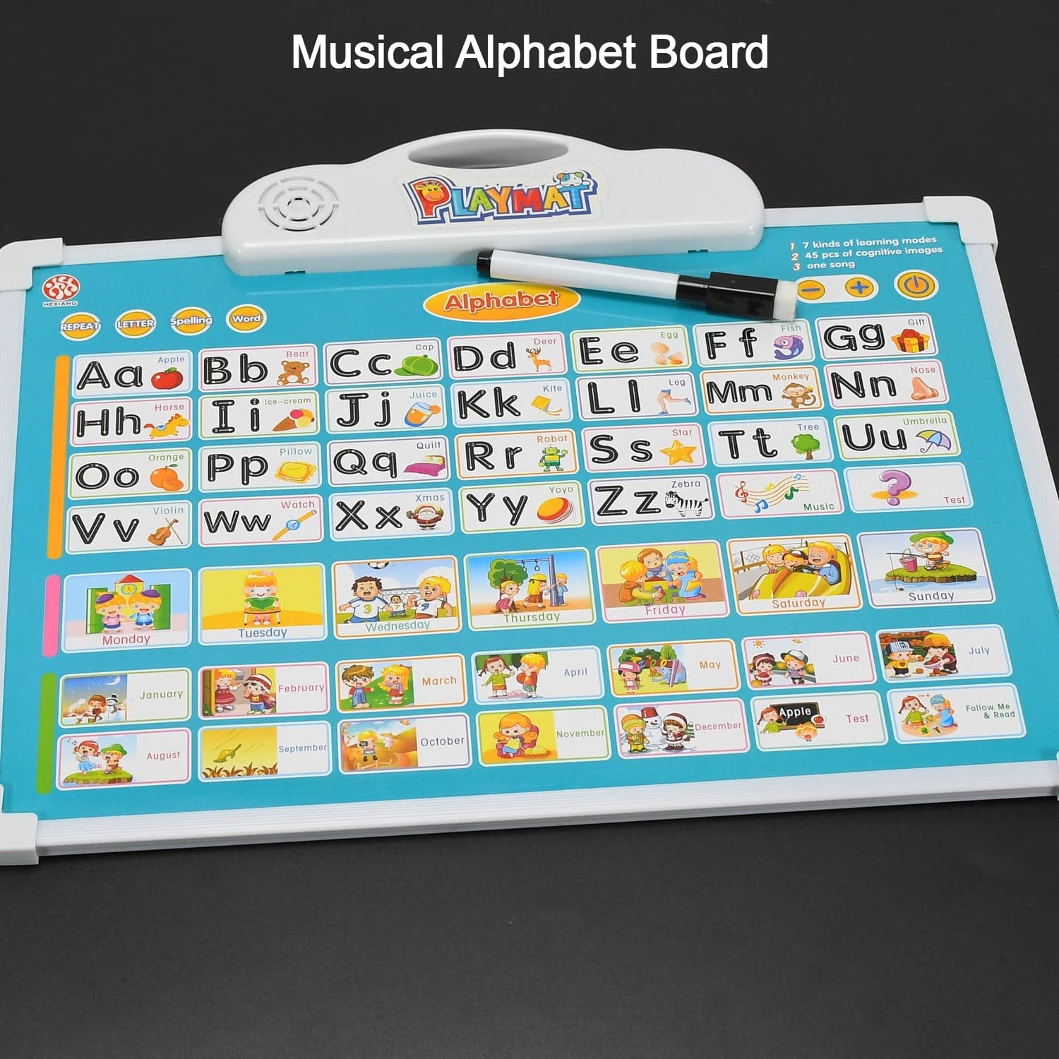 Learning Board 2in1 - Educational PAD for Kids Musical Board for Alphabet ABC Learning Toy Play Mat & Drawing with One Doodle Pen thumbnail 3
