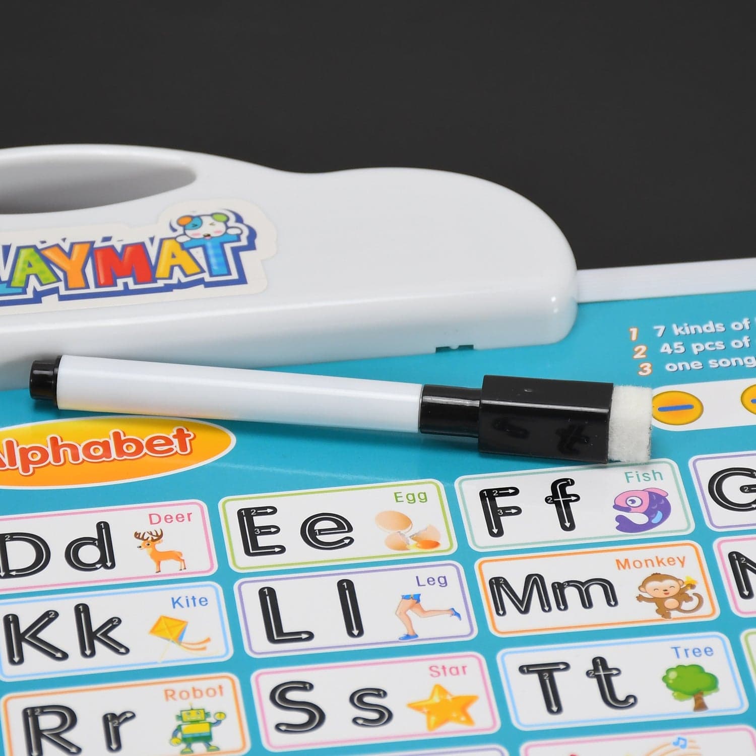 Learning Board 2in1 - Educational PAD for Kids Musical Board for Alphabet ABC Learning Toy Play Mat & Drawing with One Doodle Pen thumbnail 7