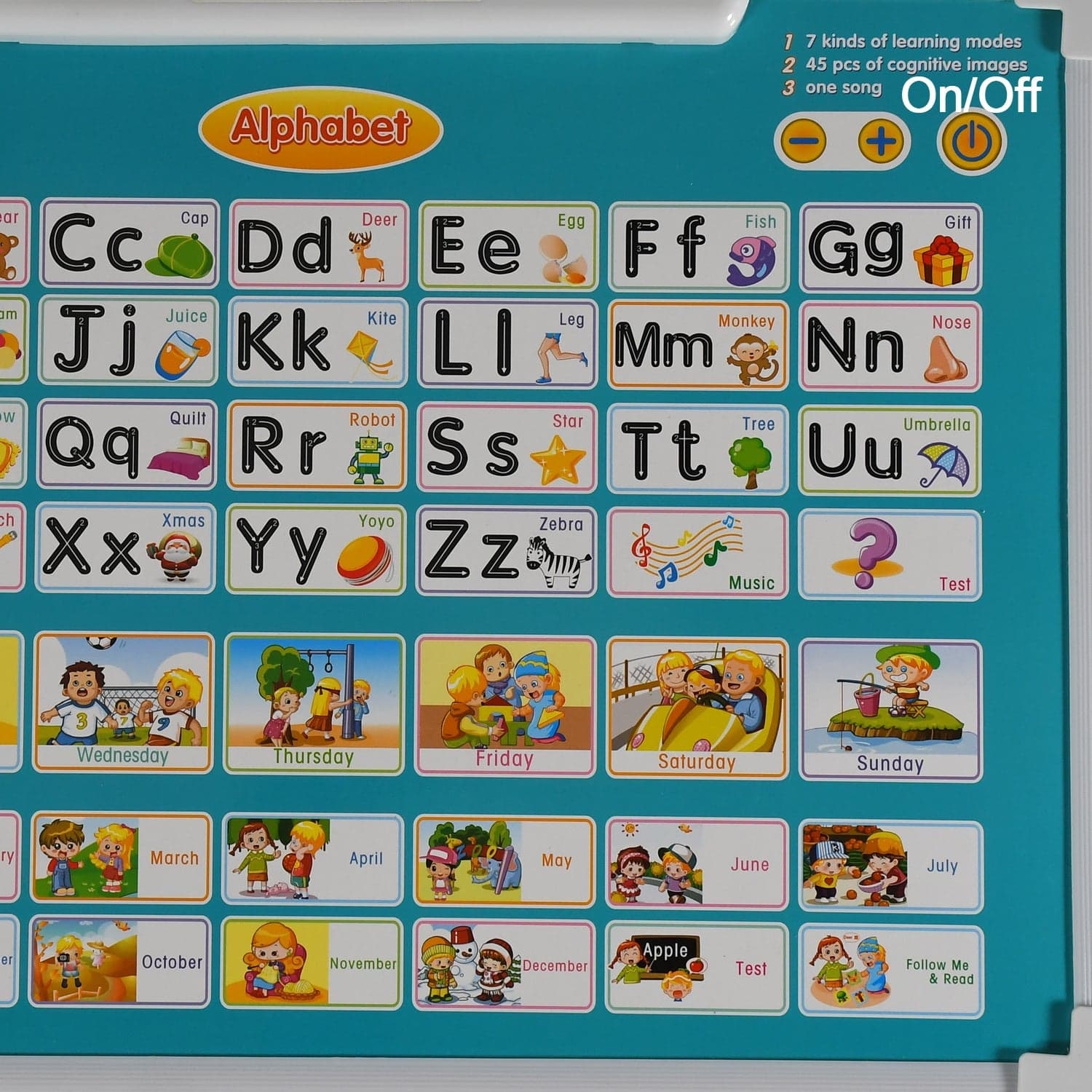 Learning Board 2in1 - Educational PAD for Kids Musical Board for Alphabet ABC Learning Toy Play Mat & Drawing with One Doodle Pen thumbnail 8