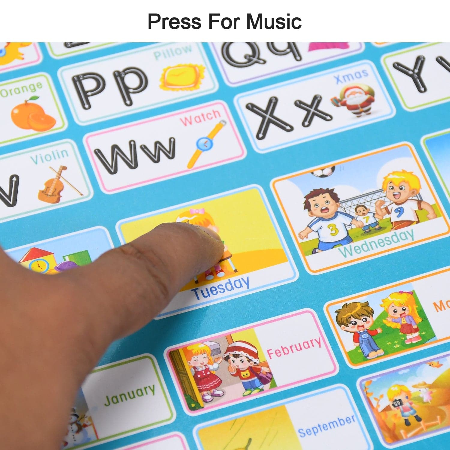 Learning Board 2in1 - Educational PAD for Kids Musical Board for Alphabet ABC Learning Toy Play Mat & Drawing with One Doodle Pen thumbnail 9