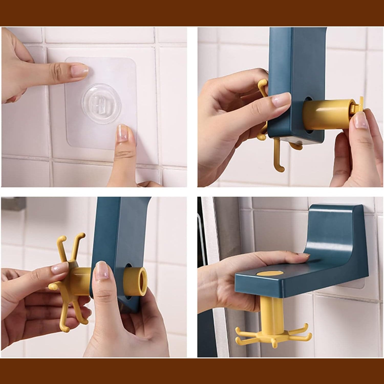 360 Degree Rotating Self Adhesive Plastic Wall Hook Hanger; Multifunctional Hanger with 6 Heavy Duty Claw Hooks thumbnail 8