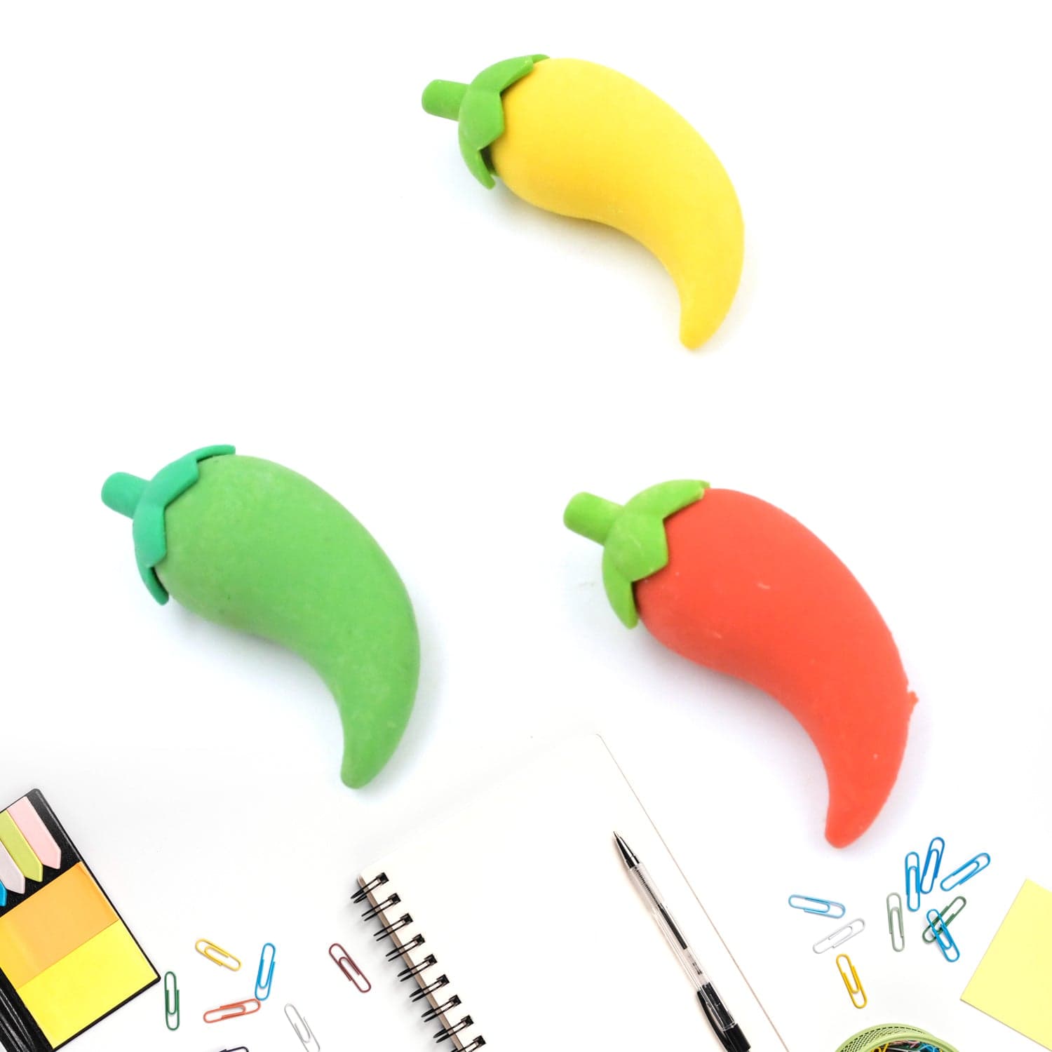 3D Fancy Colorful Chili Shape Erasers of Mini Novelty Eraser Set (3 Pc) thumbnail 3
