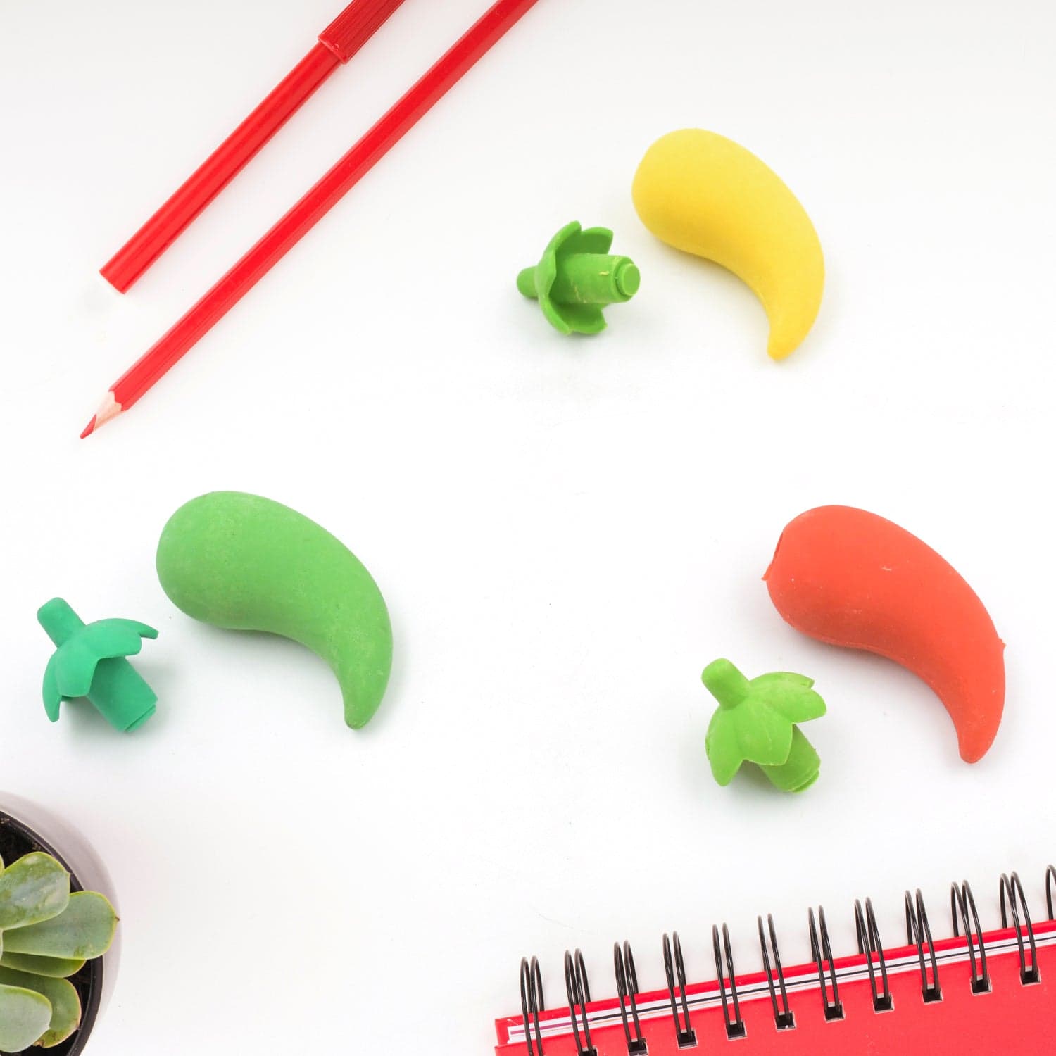 3D Fancy Colorful Chili Shape Erasers of Mini Novelty Eraser Set (3 Pc) thumbnail 4