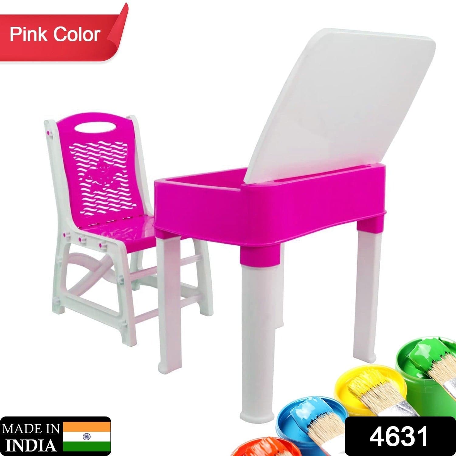 Study Table And Chair Set For Boys And Girls With Small Box Space For Plastic High Quality Study Table (Pink) thumbnail 2