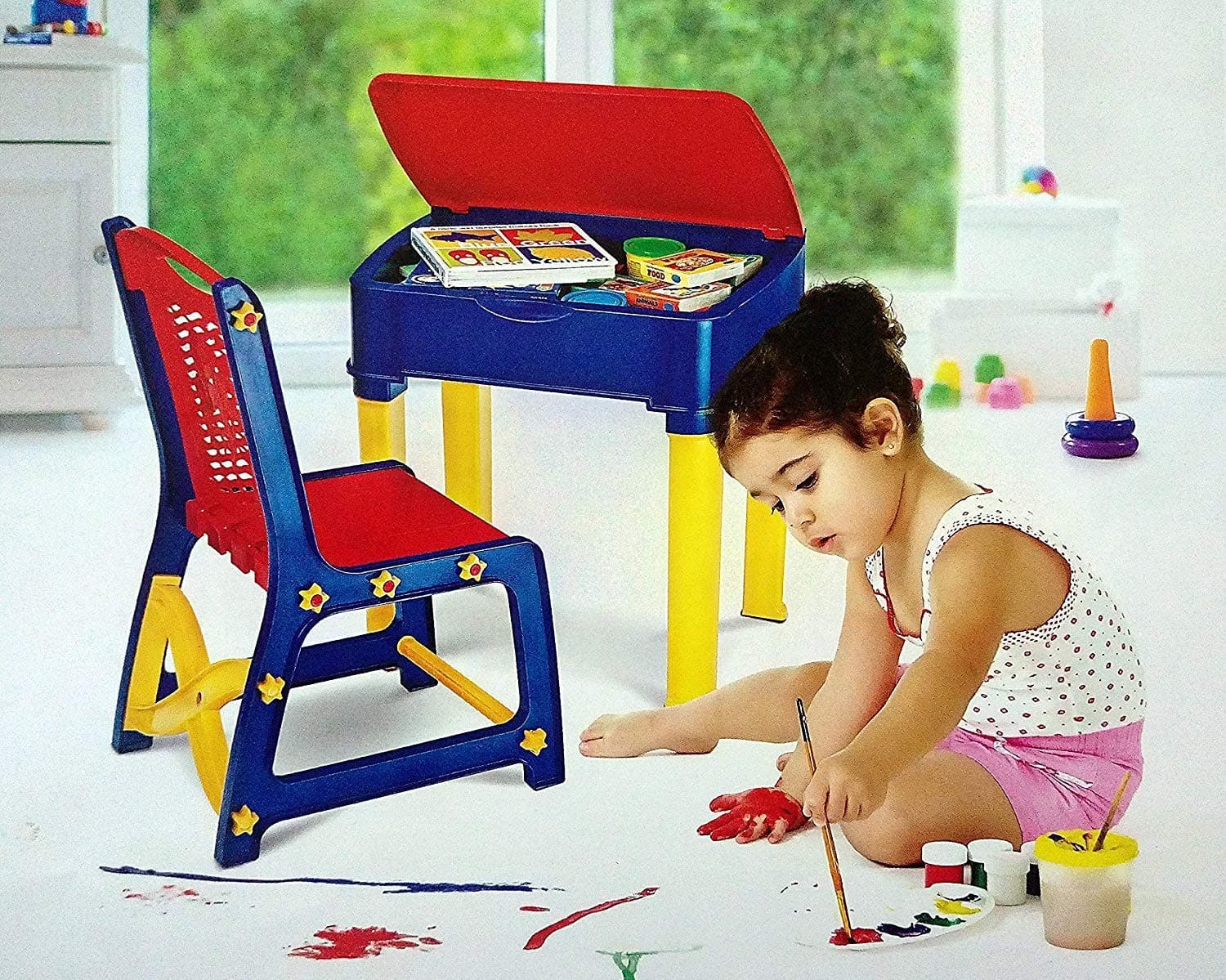 Study Table And Chair Set For Boys And Girls With Small Box Space For Plastic High Quality Study Table (Pink) thumbnail 6