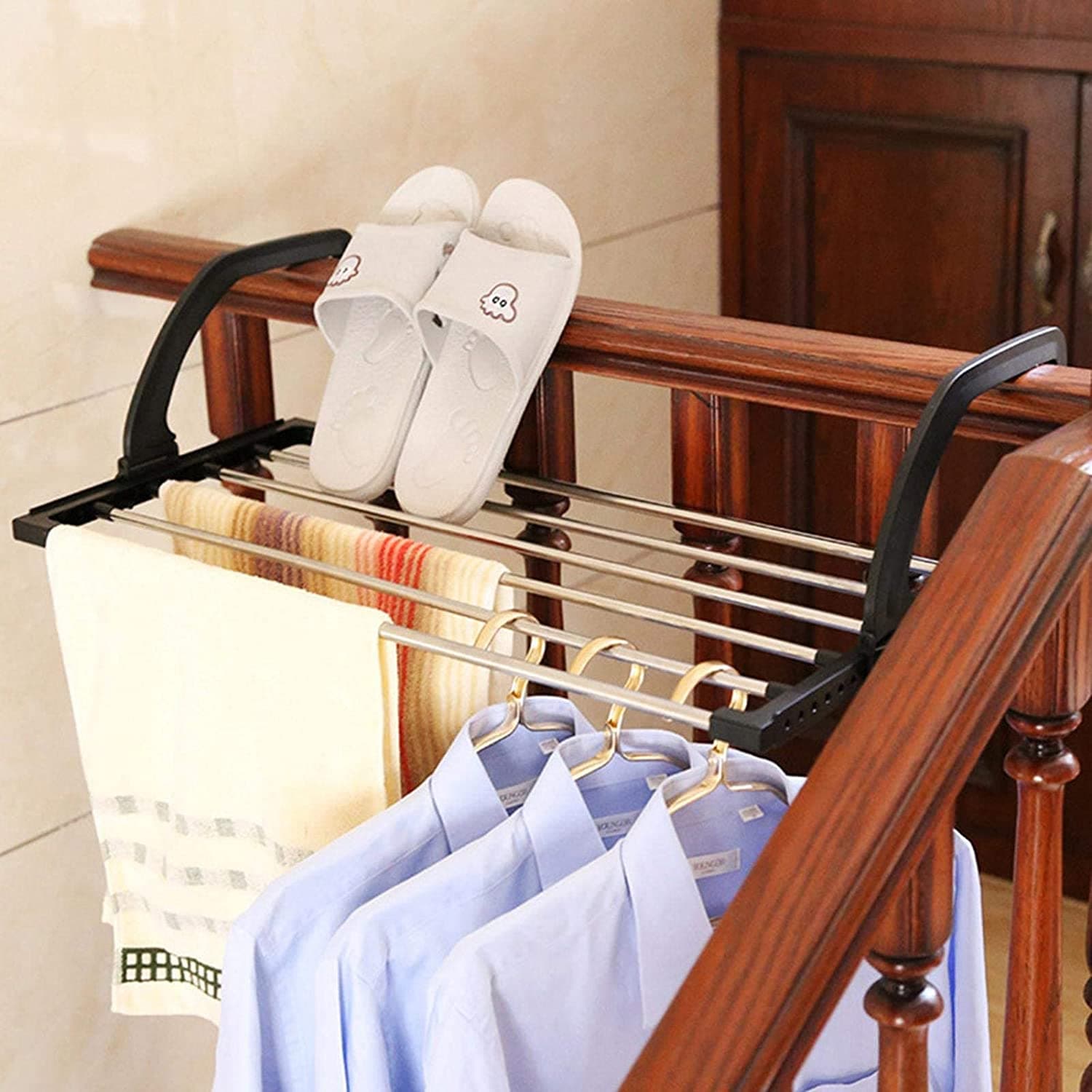 Adjustable Folding Clothes Drying Racks Hanger Shelf thumbnail 1