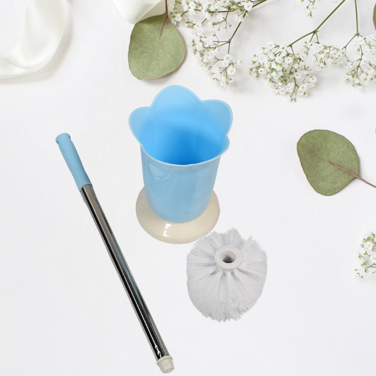 Premium Toilet Plastic Brush with Holder Stand Western and Indian Toilet Bathroom Cleaning thumbnail 1