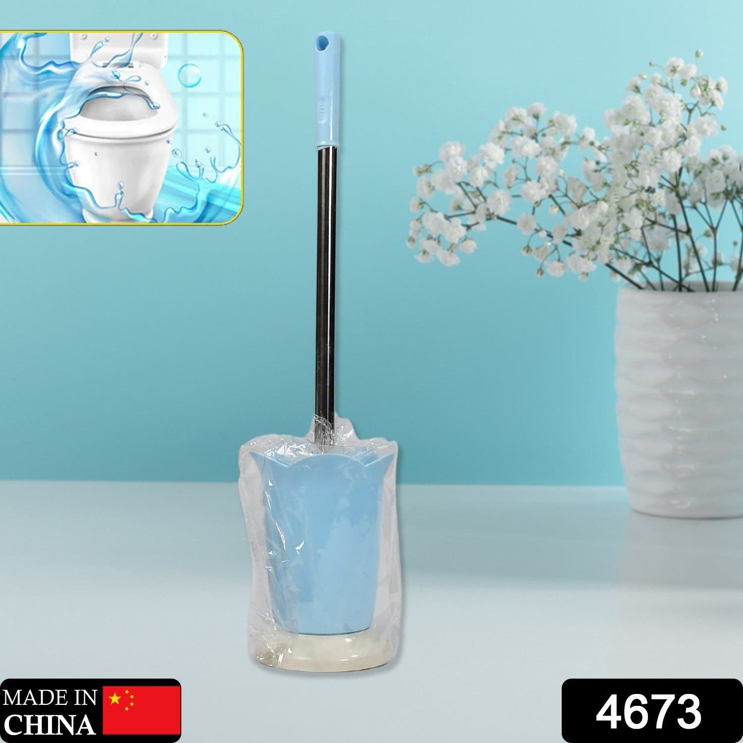Premium Toilet Plastic Brush with Holder Stand Western and Indian Toilet Bathroom Cleaning thumbnail 2