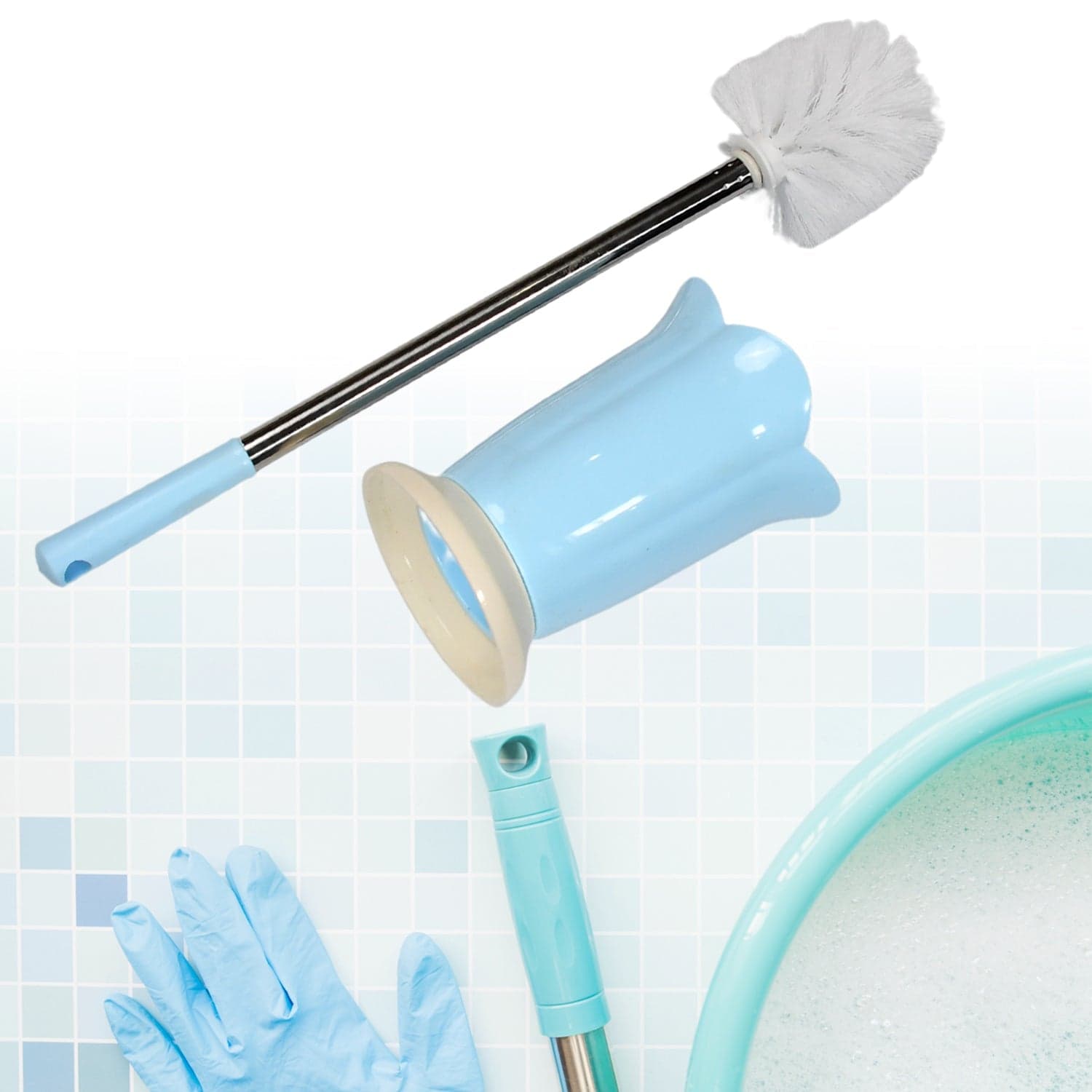 Premium Toilet Plastic Brush with Holder Stand Western and Indian Toilet Bathroom Cleaning thumbnail 5