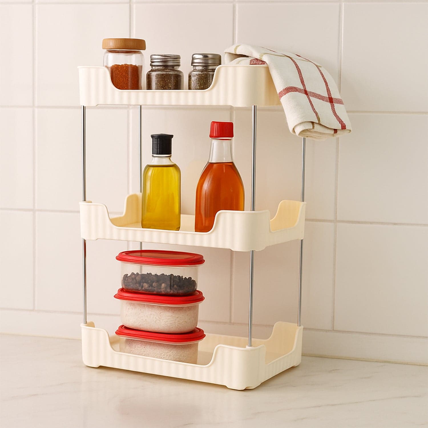 3 Tier Multipurpose Storage Organizer Rack Shelf 1 Set thumbnail 5