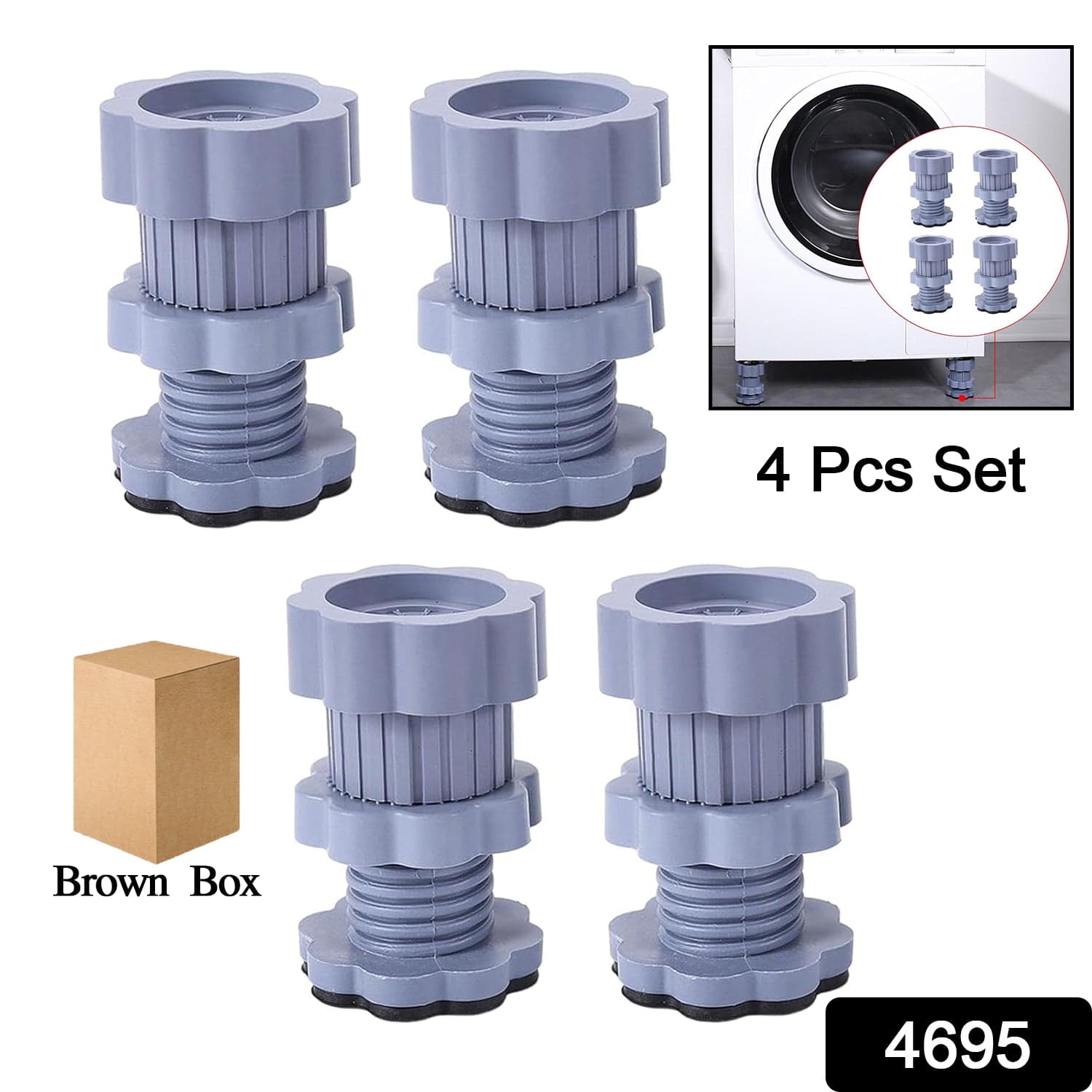 Adjustable Anti-Vibration Washing Machine Support Stand of Non-Slip PVC Lifting Stand (4 Pc Set) thumbnail 2