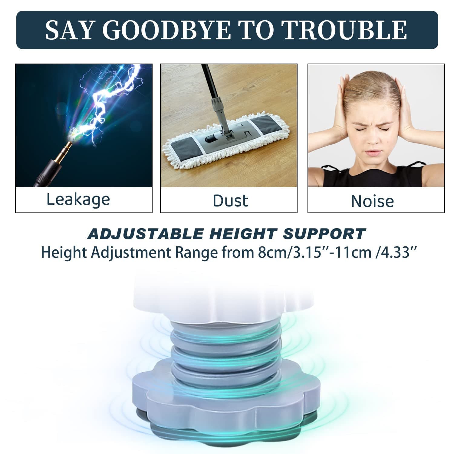 Adjustable Anti-Vibration Washing Machine Support Stand of Non-Slip PVC Lifting Stand (4 Pc Set) thumbnail 7