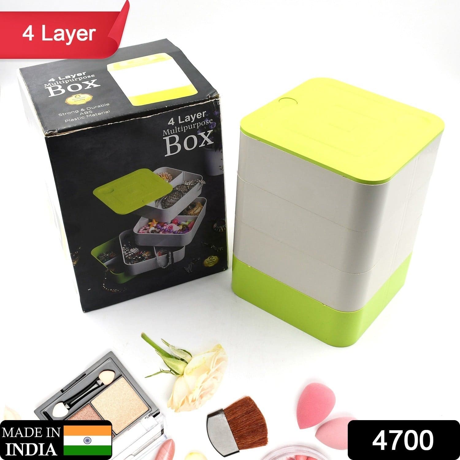 4 Layers Jewelry Box, 360 Degree Rotating Jewelry Box, Jewelry And Earring Organizer Box, Accessory Storage Box thumbnail 2