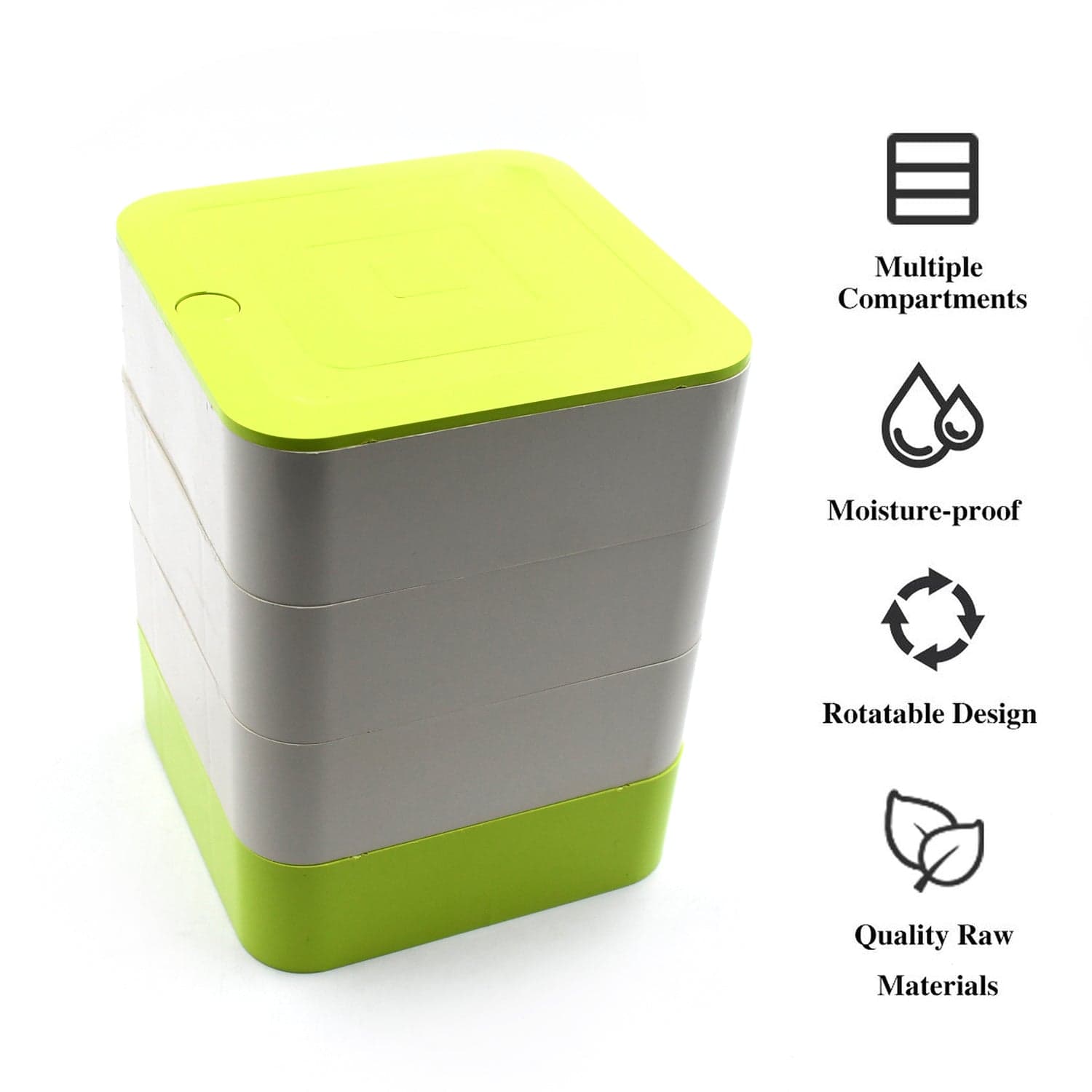 4 Layers Jewelry Box, 360 Degree Rotating Jewelry Box, Jewelry And Earring Organizer Box, Accessory Storage Box thumbnail 6