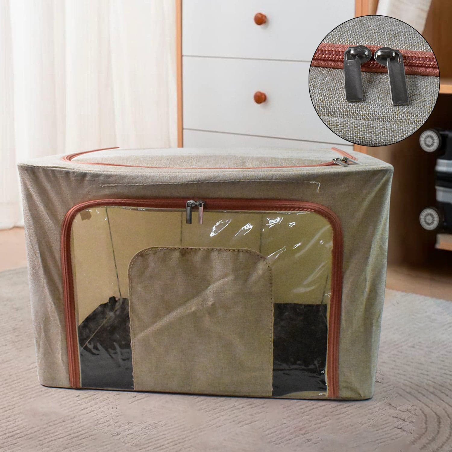 Zippered Closet Storage Box with Lid, With Window (Mix Design & Size / 1 Pc) thumbnail 3