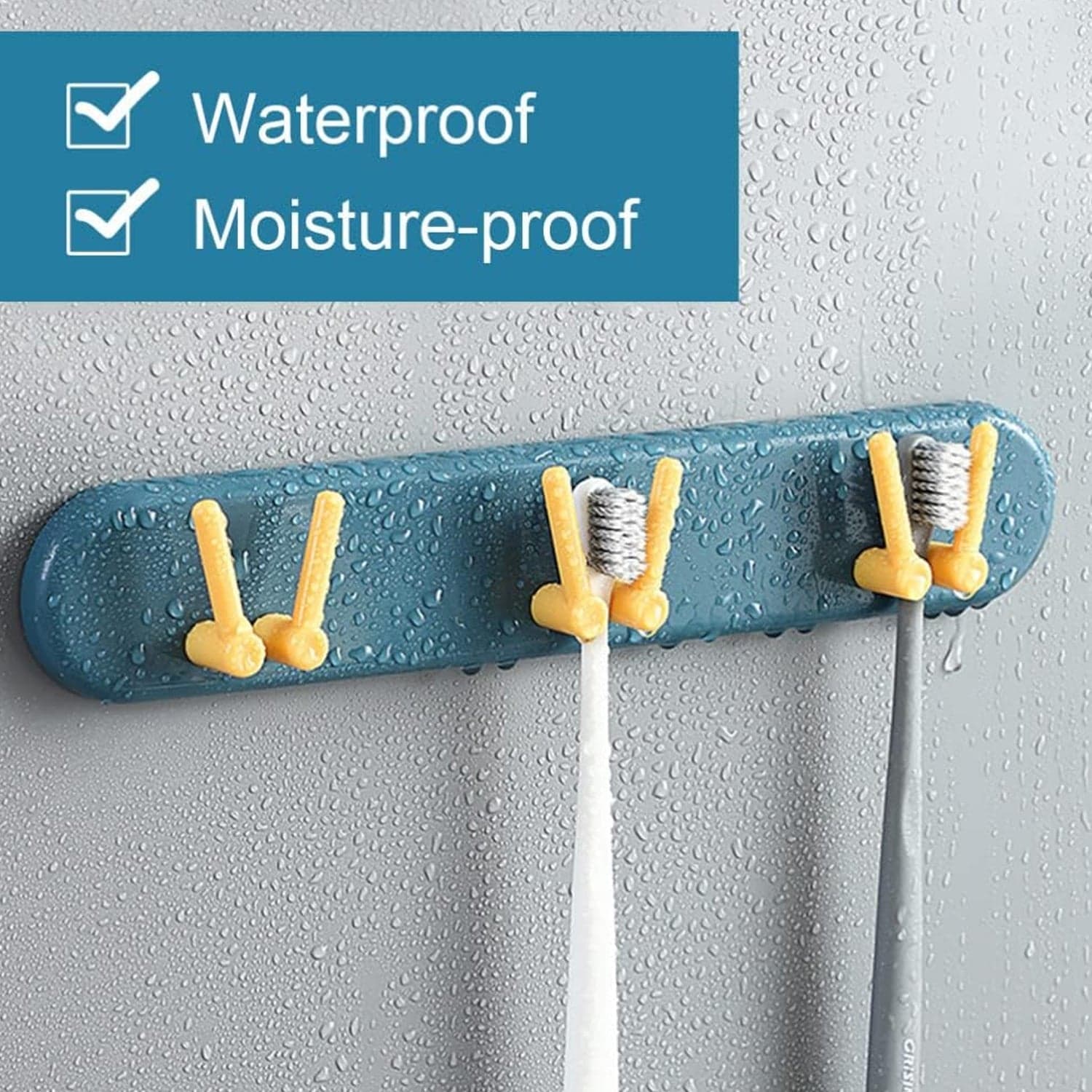 Toothbrush Holder Plastic Bathroom Accessories Organizer Wall Mounted Hanging Mount Shelf & Hooks (1pc) thumbnail 8