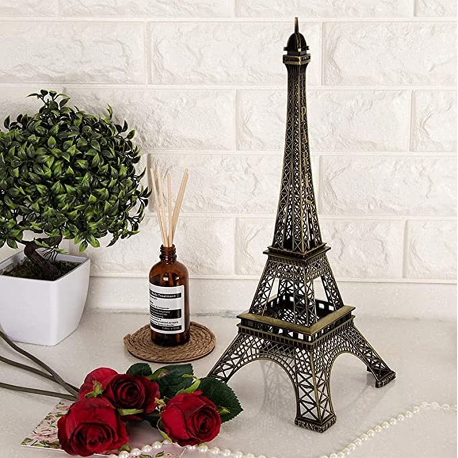 Antique 3D Eiffel Tower Statue - Metal Paris Landmark Decorative Showpiece for Home & Office thumbnail 7