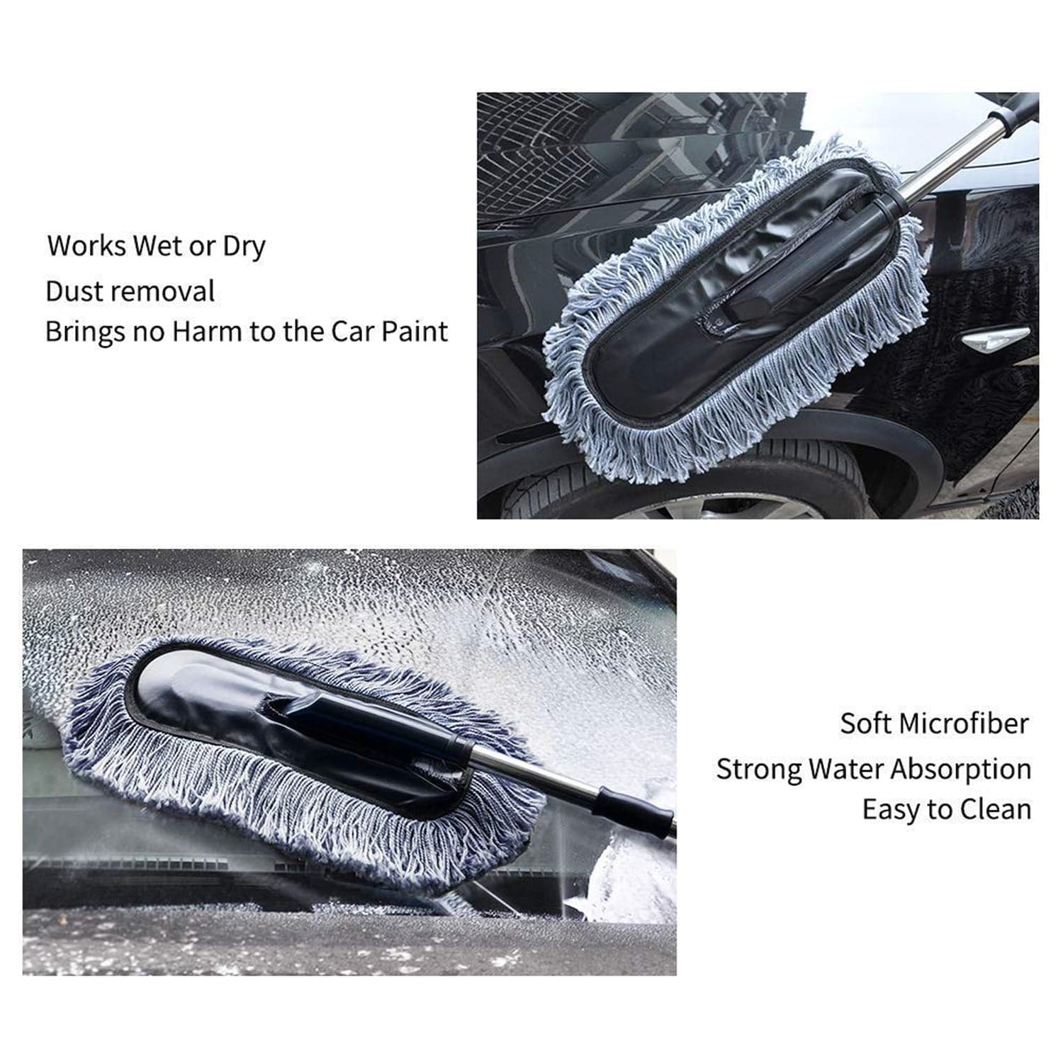 Car Duster Long Retractable / Soft / Non-Slip / Handle Multipurpose Microfiber Wash Brush thumbnail 11