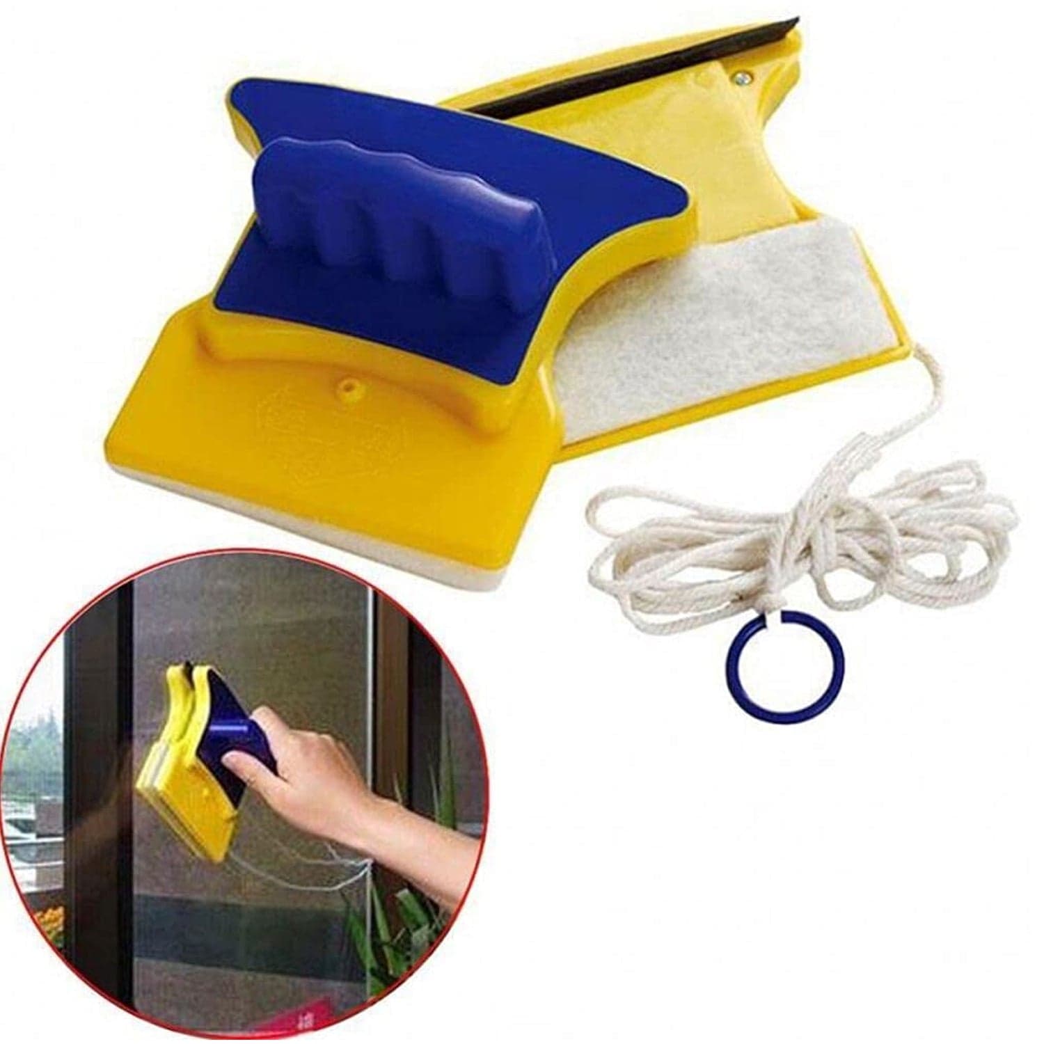 Magnetic Glass Cleaner (1 Pc): Square, Double-Sided Wiper, 2 Extra Pads thumbnail 3
