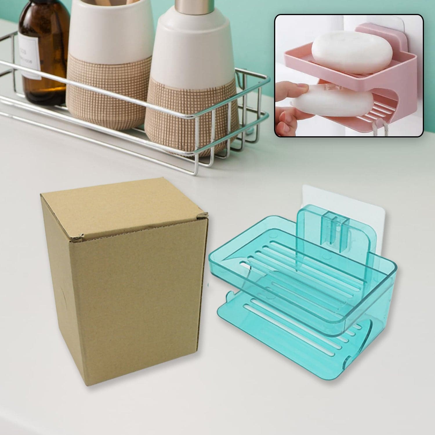 Wall Mounted 2 Layer Soap Holder With Hook Self Adhesive(2 Layer 1 Pc) thumbnail 3