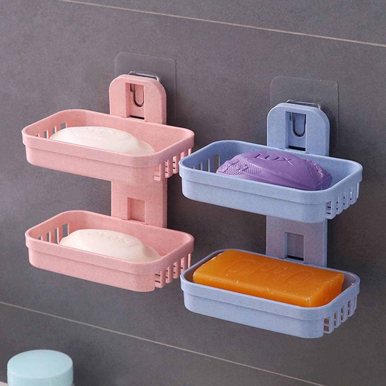 Plastic Double Layer - Soap Stand, Holder, Wall Soap Box Sturdy Vacuum Dispenser Tray thumbnail 3