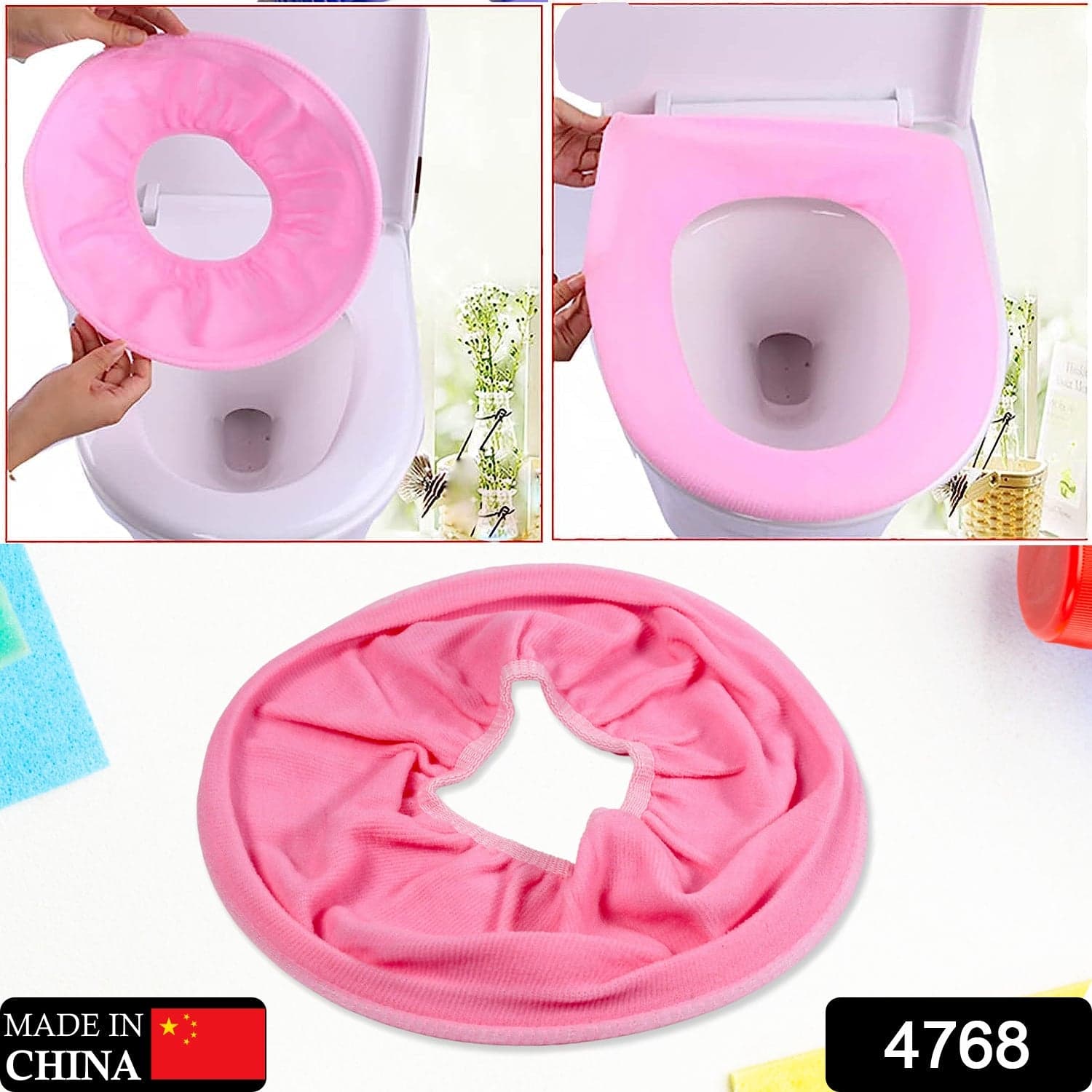 Bathroom Soft Thicker Warmer Stretchable Washable Cloth Toilet Seat Cover (1pc) thumbnail 3
