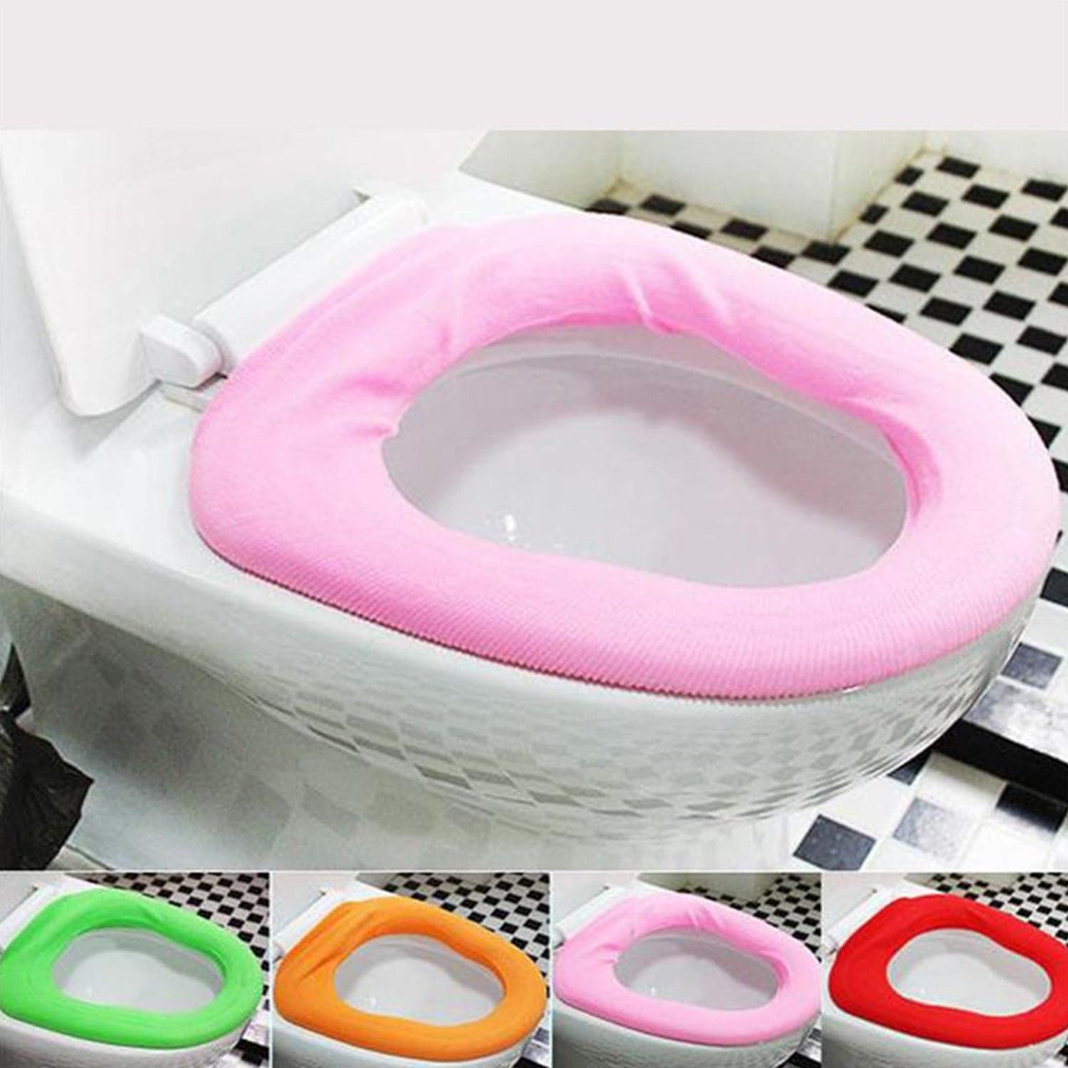 Bathroom Soft Thicker Warmer Stretchable Washable Cloth Toilet Seat Cover (1pc) thumbnail 4