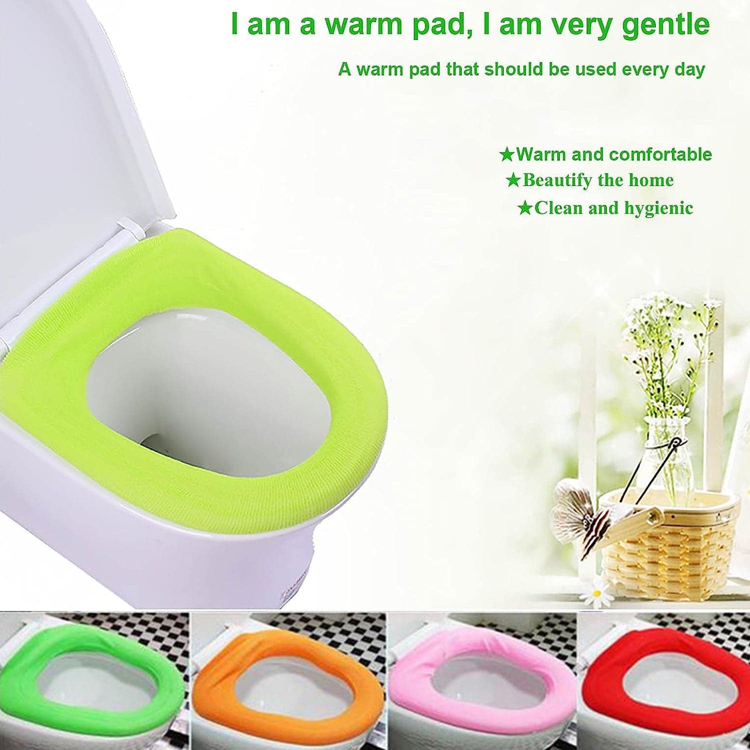 Bathroom Soft Thicker Warmer Stretchable Washable Cloth Toilet Seat Cover (1pc) thumbnail 5