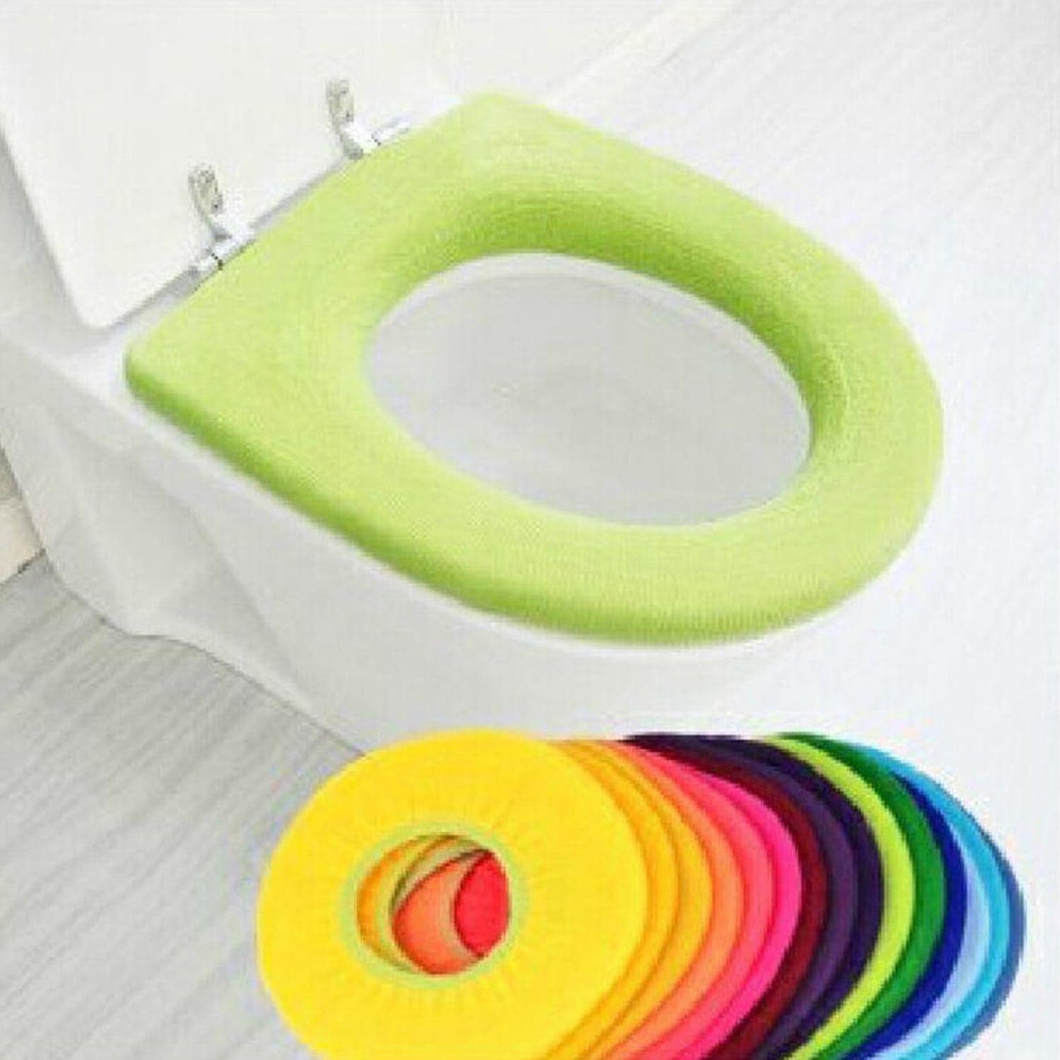 Bathroom Soft Thicker Warmer Stretchable Washable Cloth Toilet Seat Cover (1pc) thumbnail 8