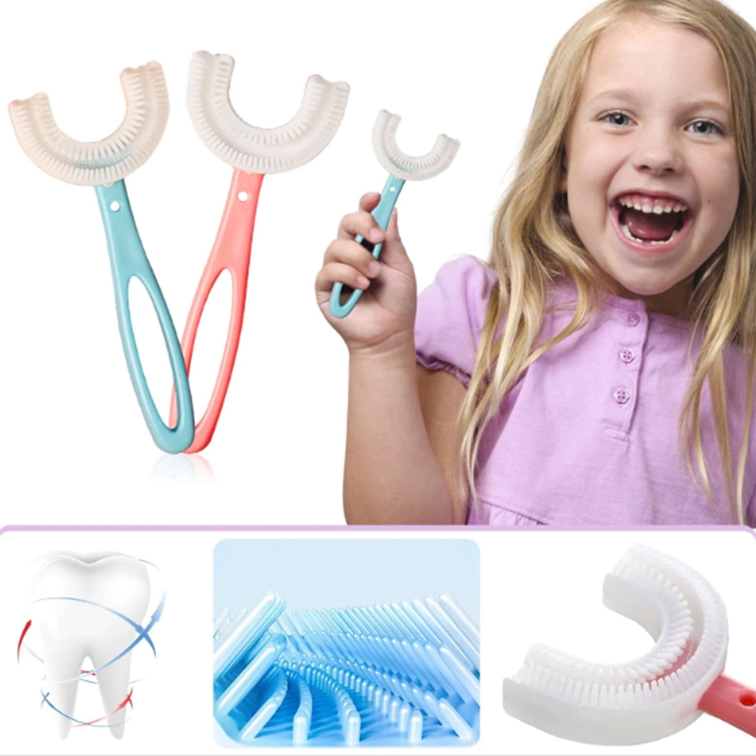 Kids U-Shaped Toothbrush - Easy Cleaning for Toddlers & Children thumbnail 4