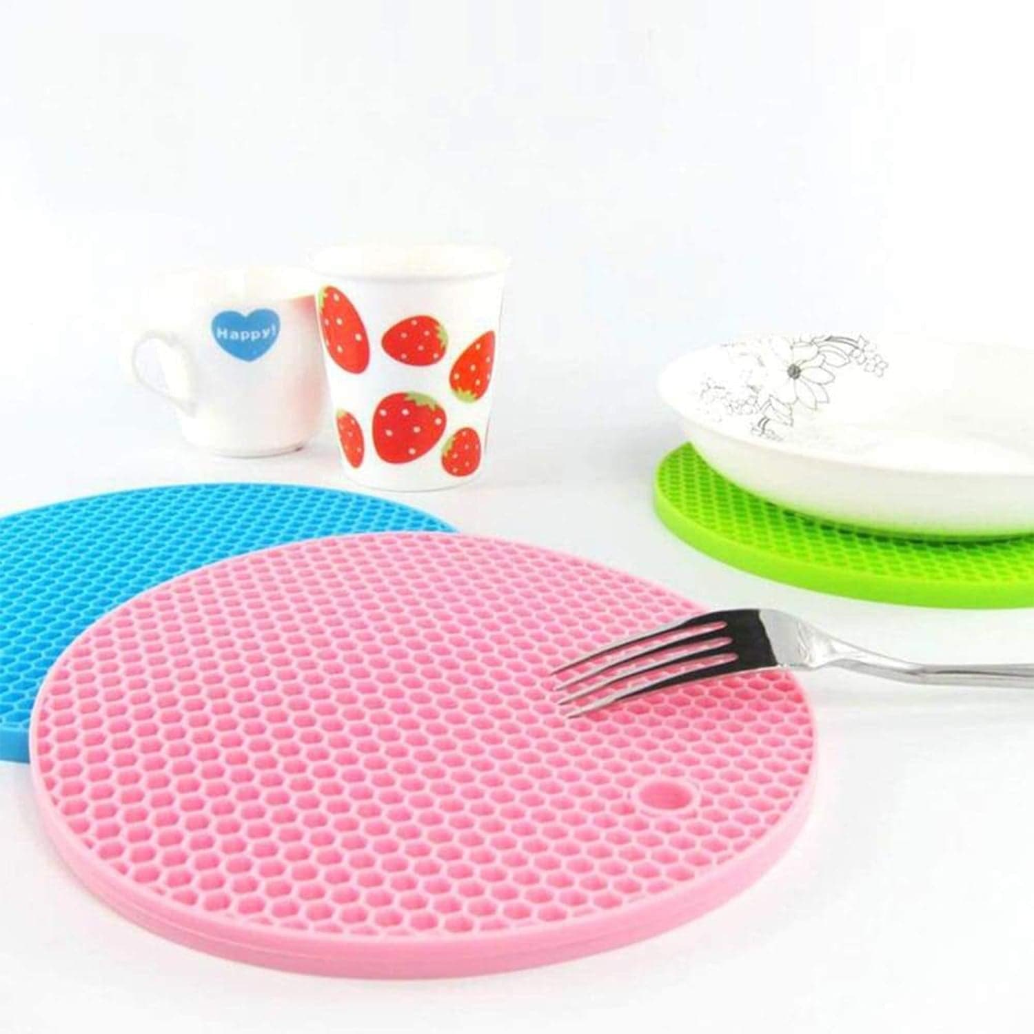 Mat, 1Pc Silicone Hot Mat Used For Breakfast, Lunch And Dinner Purposes In Different-Different Places. thumbnail 1