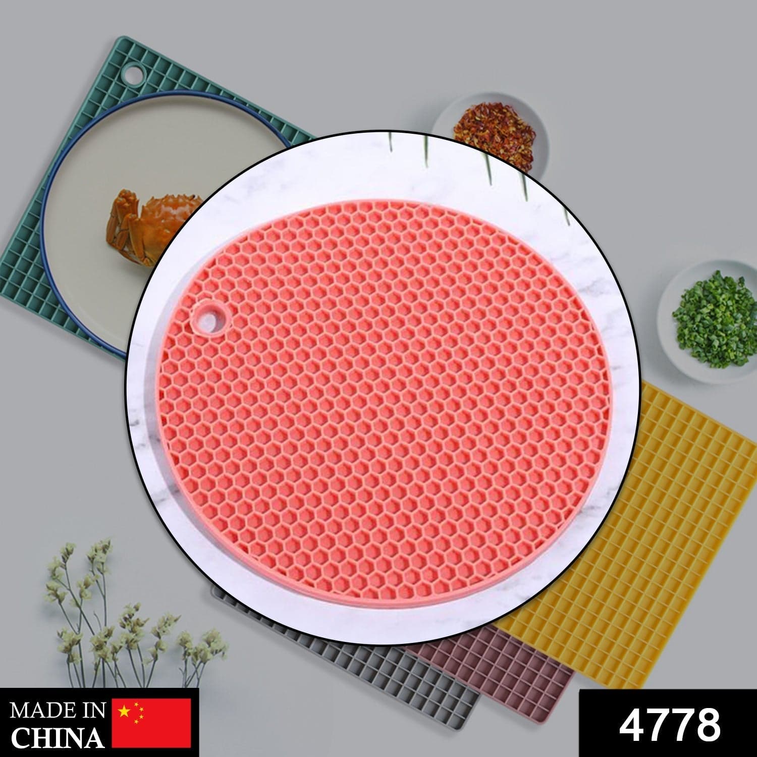 Mat, 1Pc Silicone Hot Mat Used For Breakfast, Lunch And Dinner Purposes In Different-Different Places. thumbnail 2