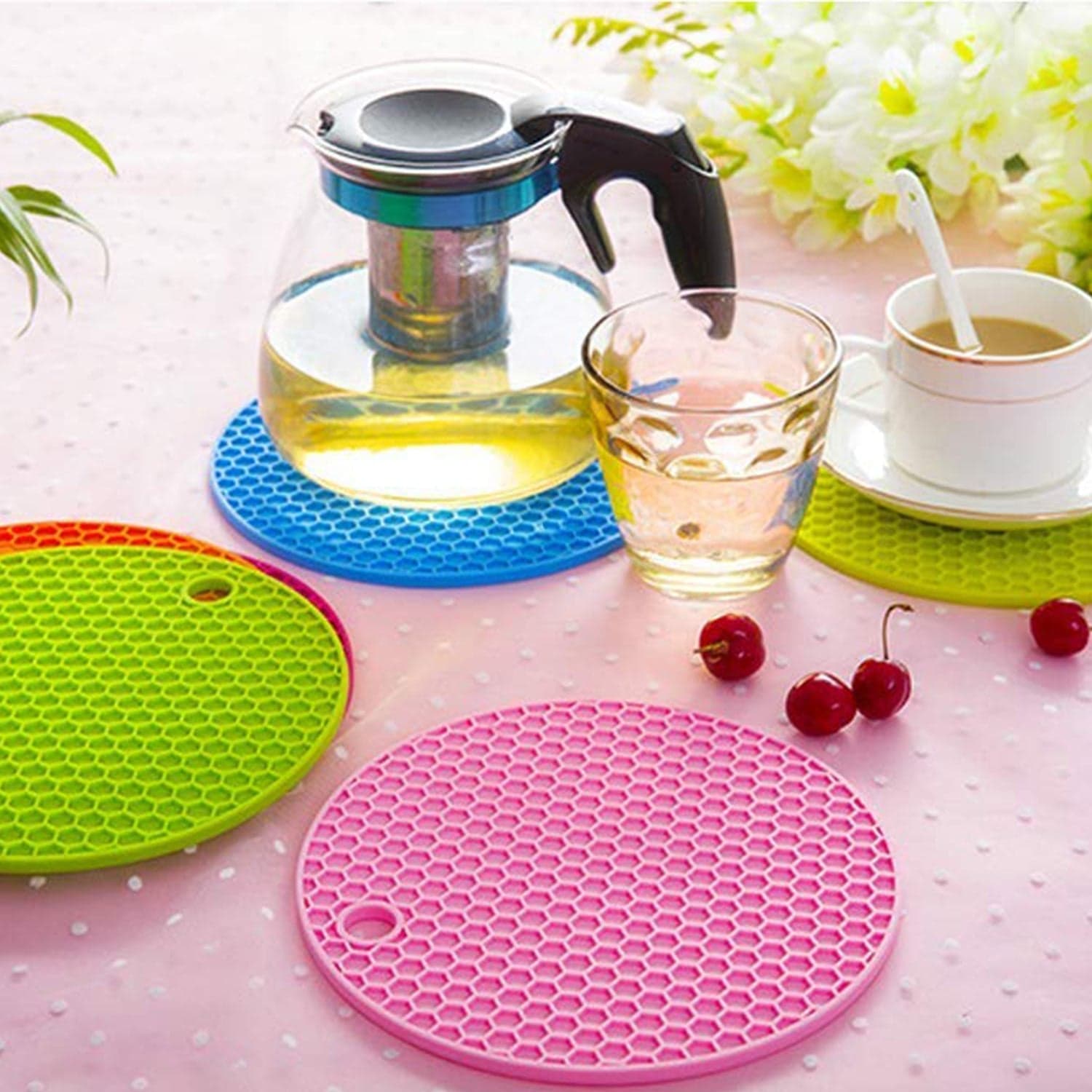 Mat, 1Pc Silicone Hot Mat Used For Breakfast, Lunch And Dinner Purposes In Different-Different Places. thumbnail 3