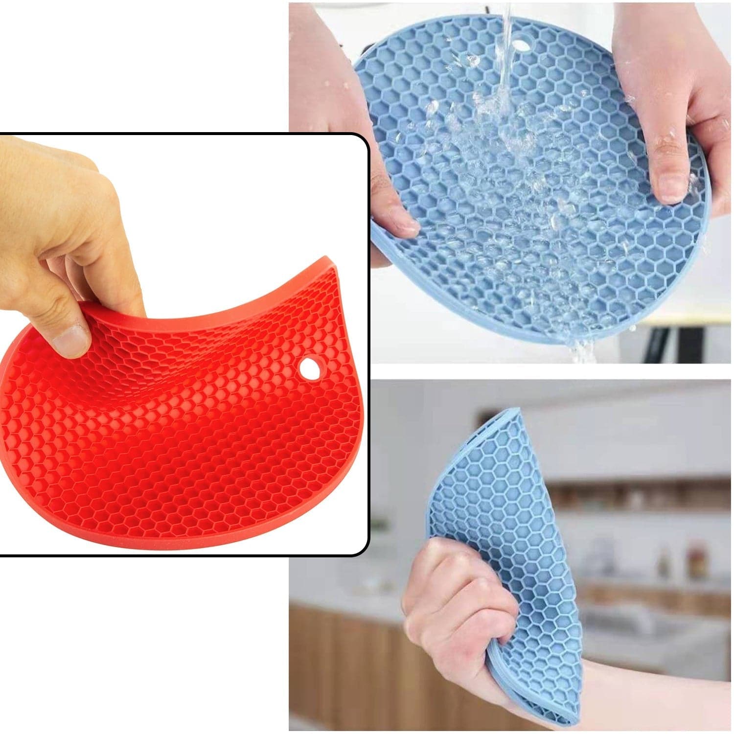 Mat, 1Pc Silicone Hot Mat Used For Breakfast, Lunch And Dinner Purposes In Different-Different Places. thumbnail 7