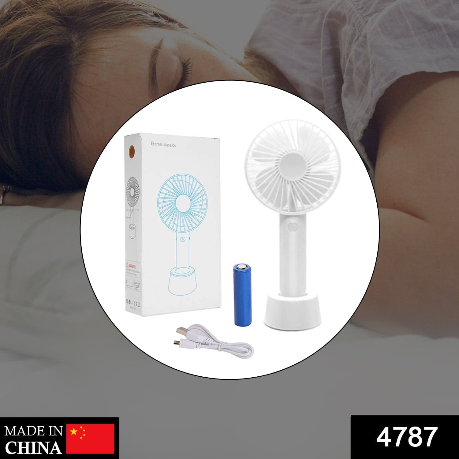 Portable Handheld Fan used in summers in all kinds of places including household and offices etc.(Battery Not Include) thumbnail 2
