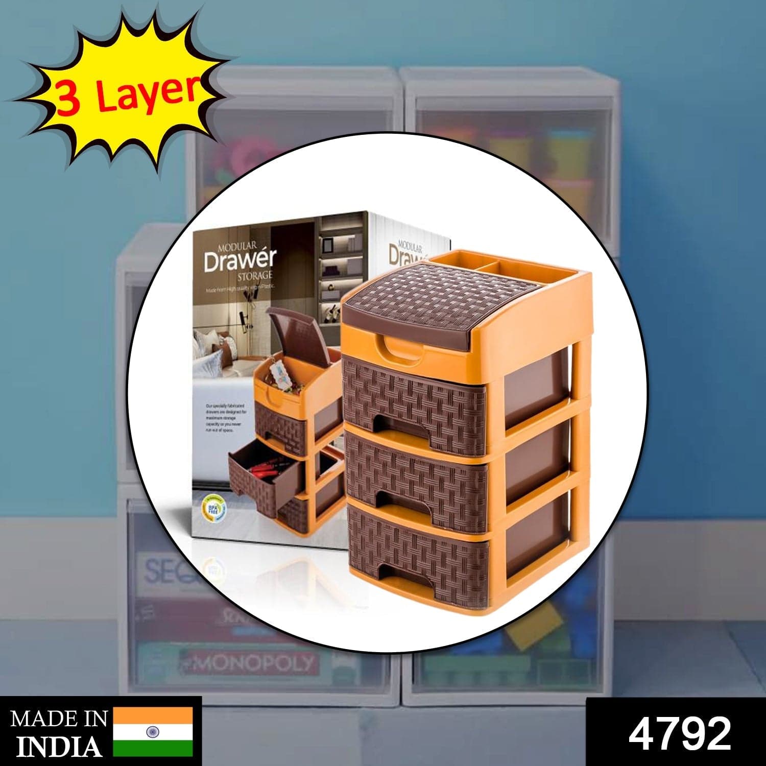 Mini 3 Layer D Storage used in all kinds of household and official places for storing of various types of stuffs and items etc. thumbnail 2