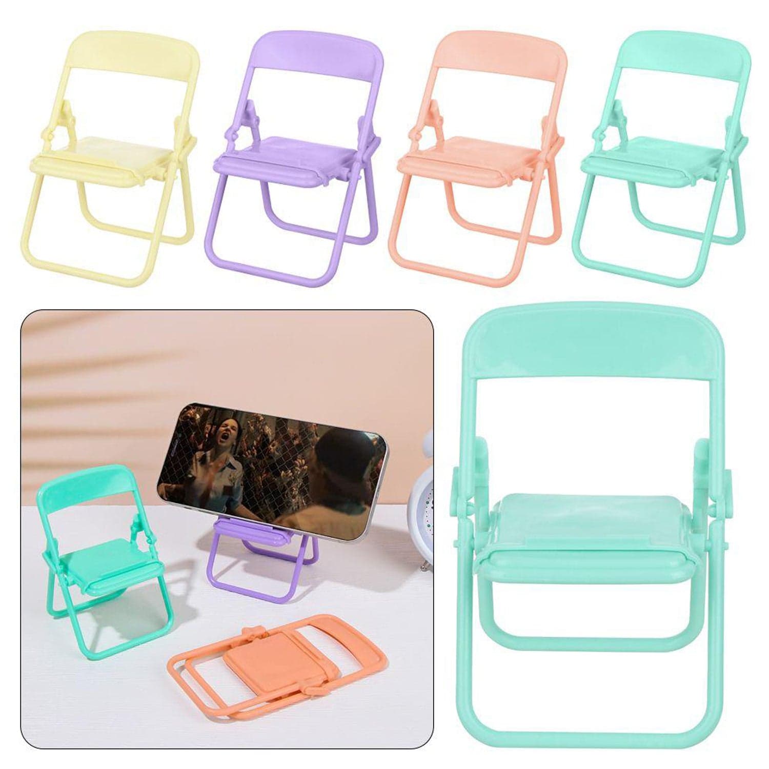 Chair-Shaped Mobile Stand of Stylish & Sturdy Phone Holder for Home & Office Use (1 Pc) thumbnail 1