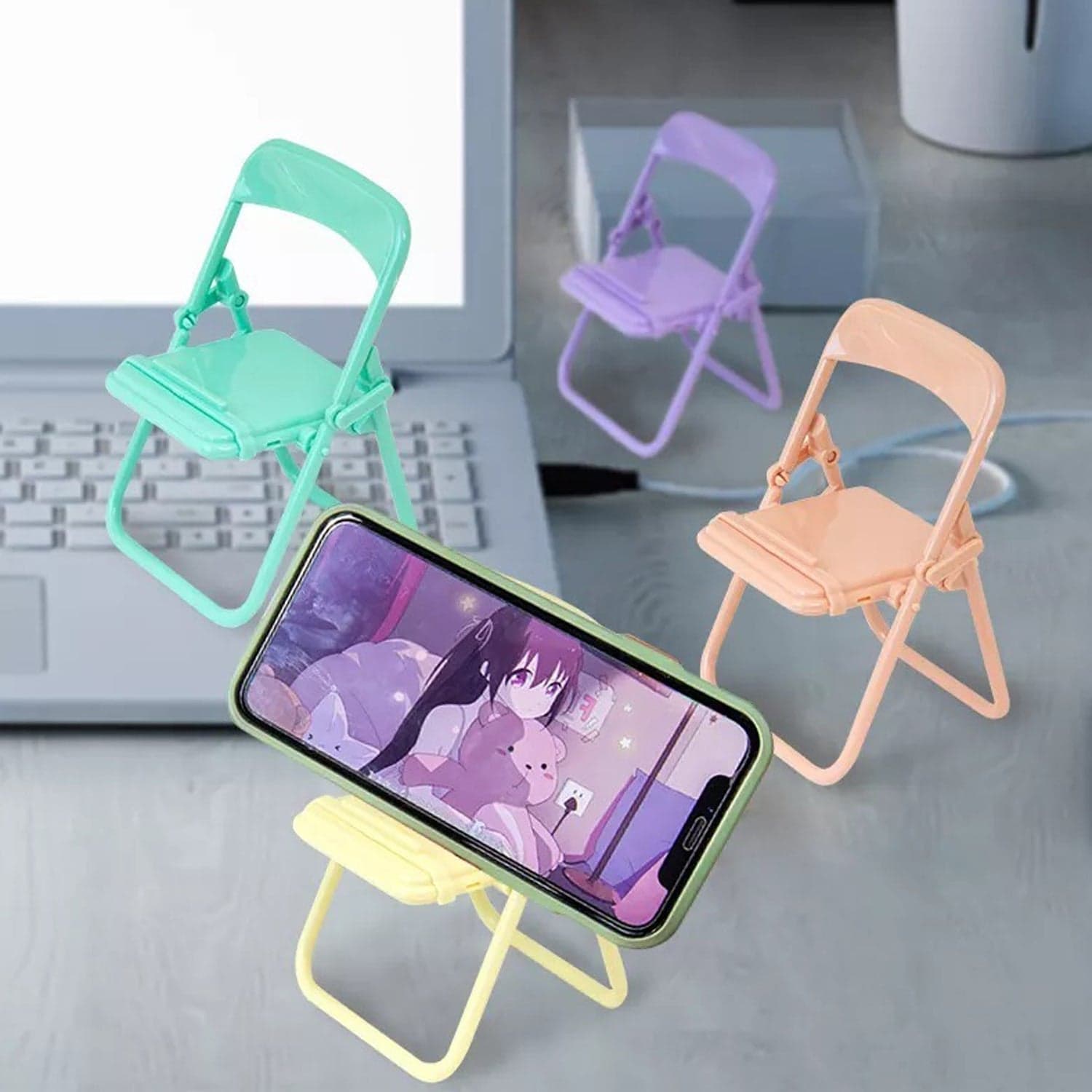 Chair-Shaped Mobile Stand of Stylish & Sturdy Phone Holder for Home & Office Use (1 Pc) thumbnail 11