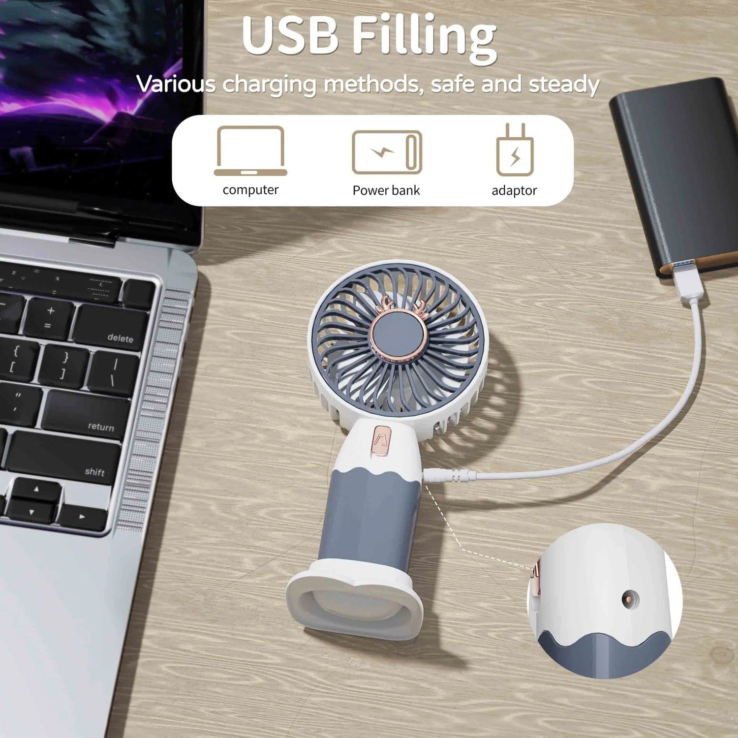 Mini Fan Rechargeable Table Fan Handheld Fan Usb Fan Desk Fan Cooling Fan For Home  thumbnail 5
