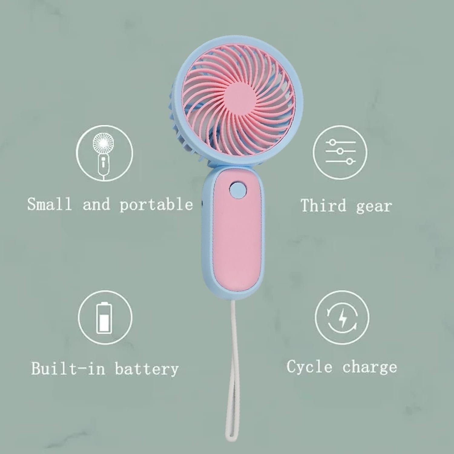 Mini Handheld Fan Portable Rechargeable Mini Fan Easy To Carry thumbnail 3