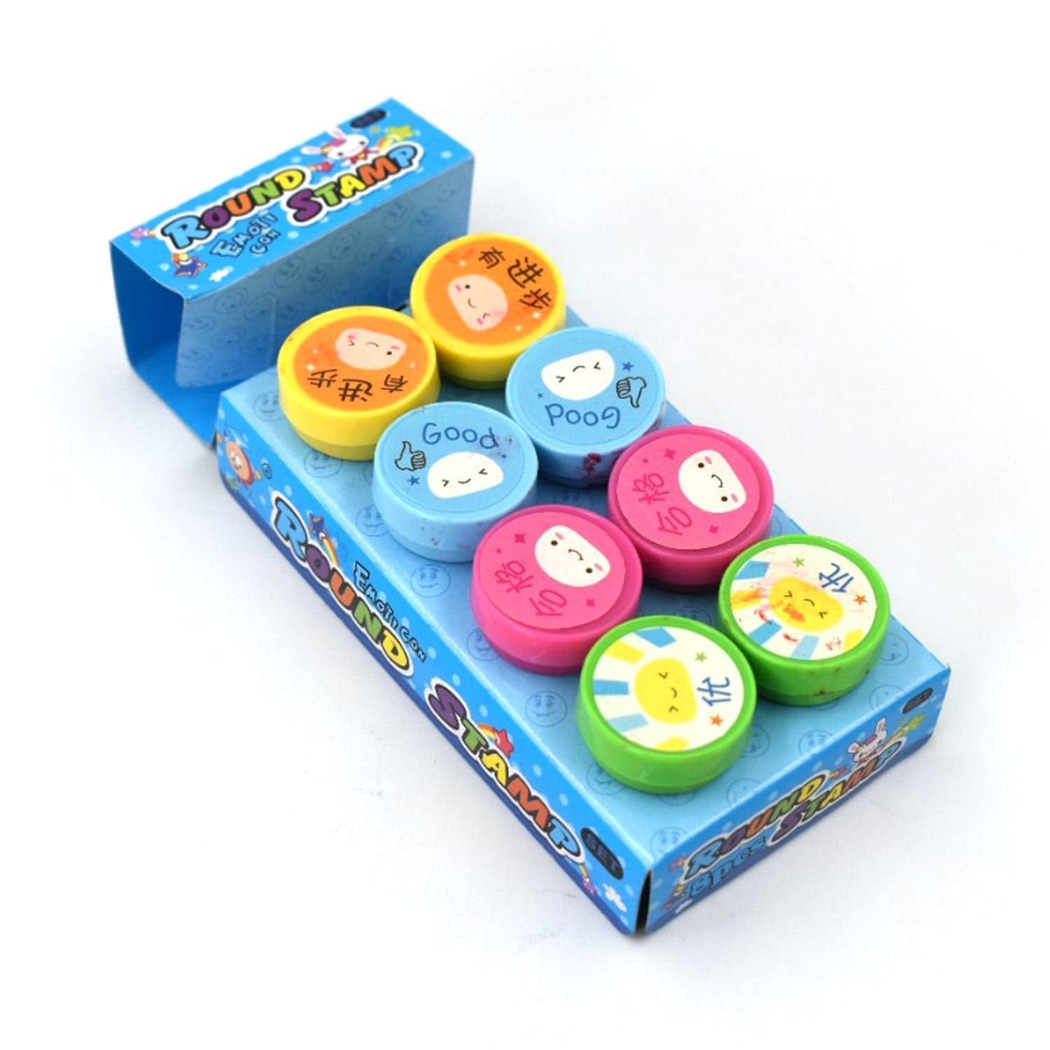 Emoticon Stamps 8 Pieces In Round Shape Stamp For Kids Theme Stamps For School Craft & Prefect Gift For Teachers thumbnail 1